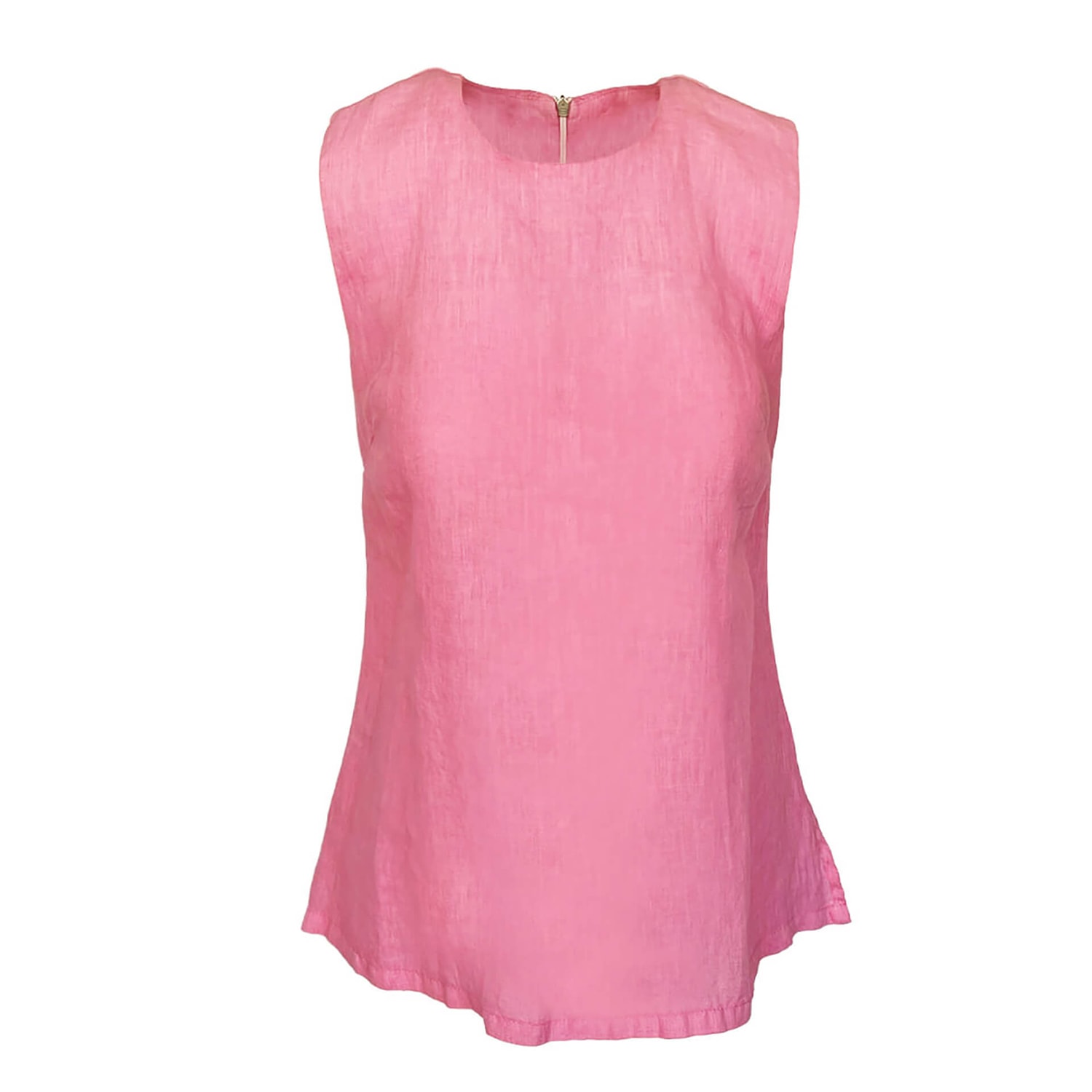 Haris Cotton Women's Pink / Purple Sleeveless Solid Linen Blouse - Fuchsia