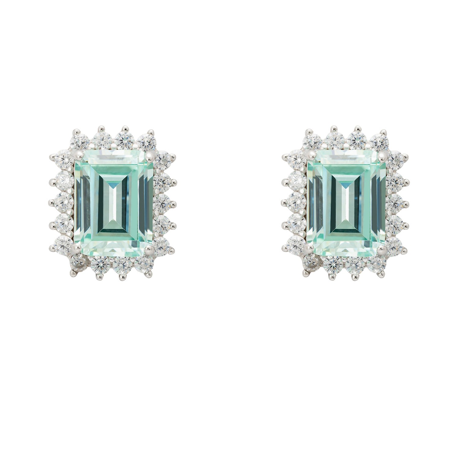 Women’s Blue / Silver / White Elena Gemstone Stud Earrings Aquamarine Silver Latelita