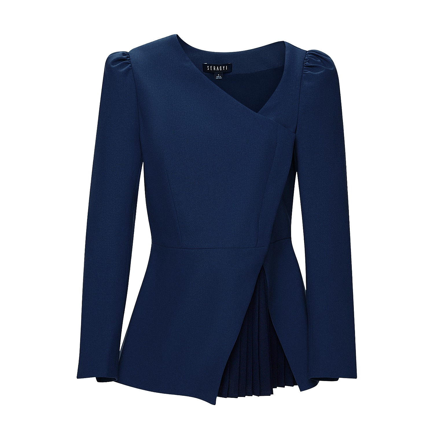 Navy Blue Liz Seasonless Extra Fine Merino Wool Peplum Jacket