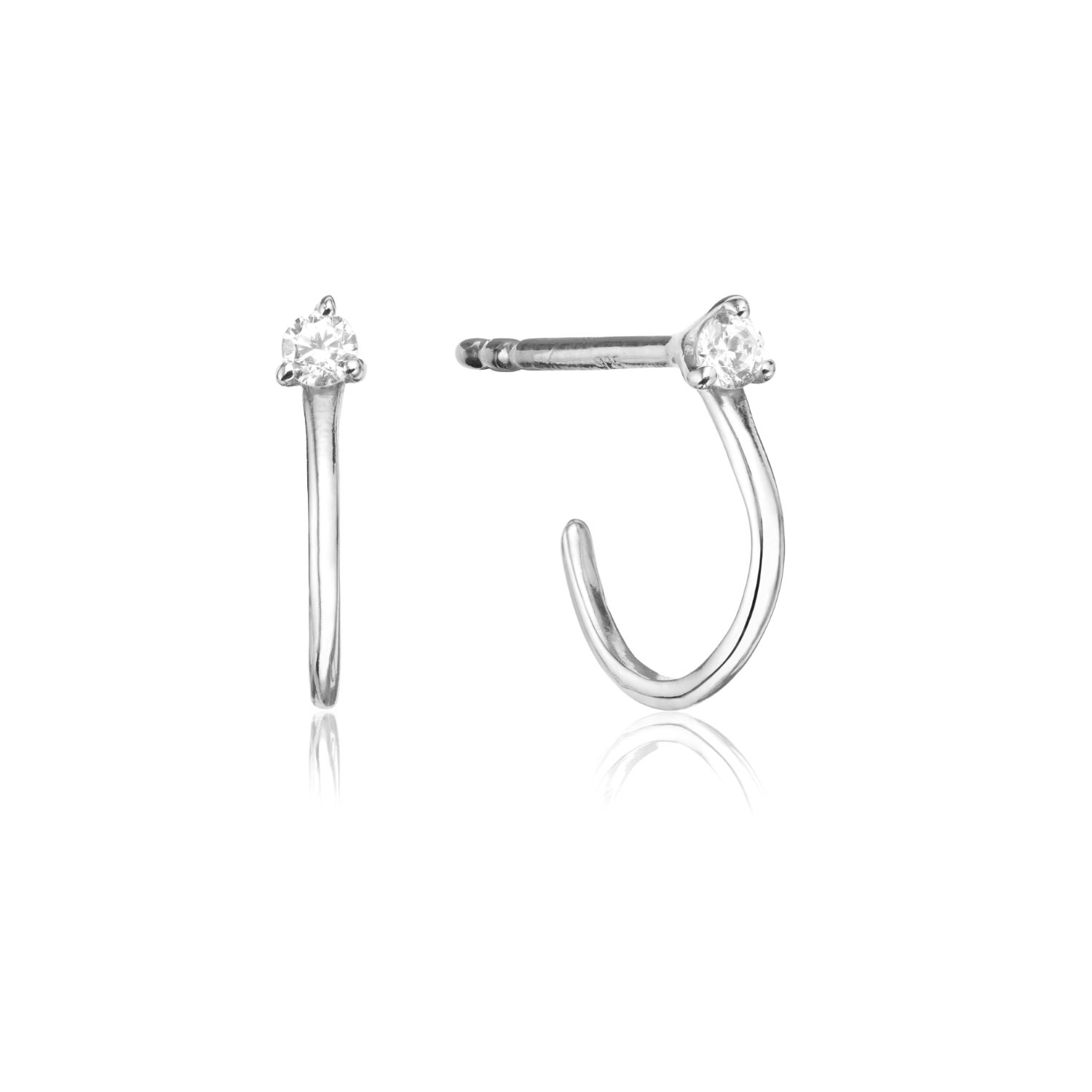 Lily & Roo Women's Silver Diamond Style Lobe Hoop Stud Earrings In Silver