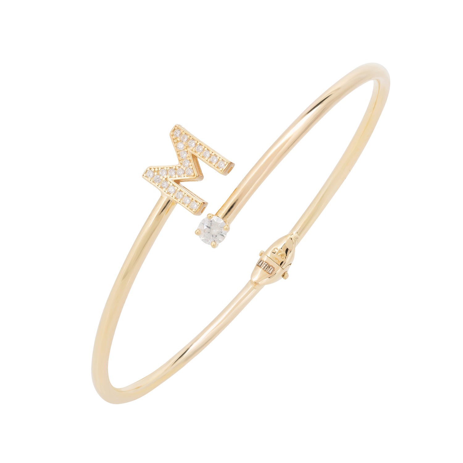 Women’s Gold / White Initial Bangle Gold M Latelita