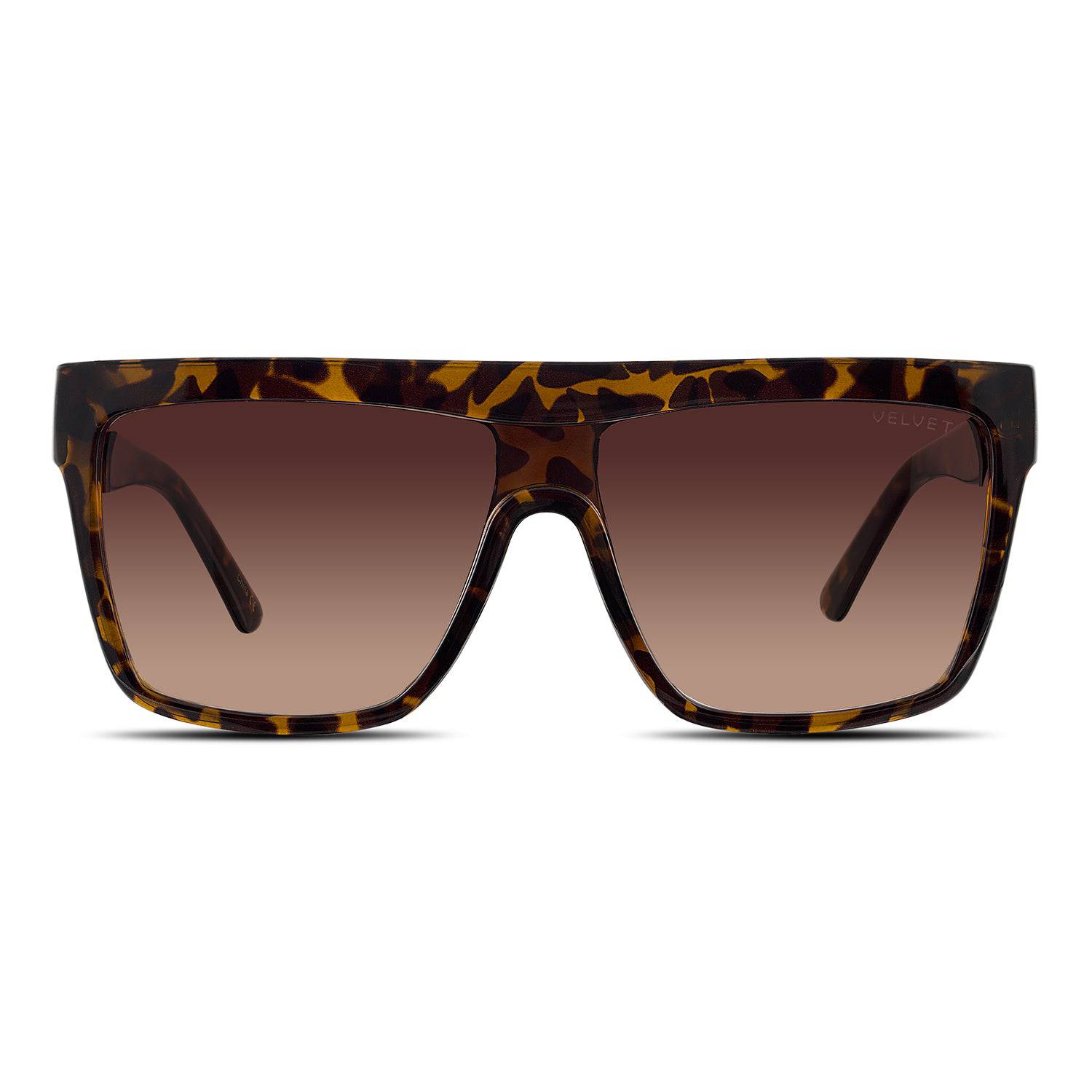 Velvet Eyewear Women's Brown  Shield Sunglass Style - Melania - Tortoise