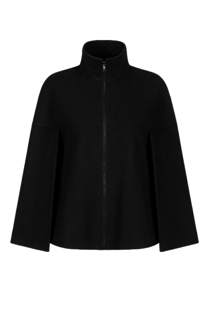 Conquista Women's Black Winter Cape In Woven Fabric In Black