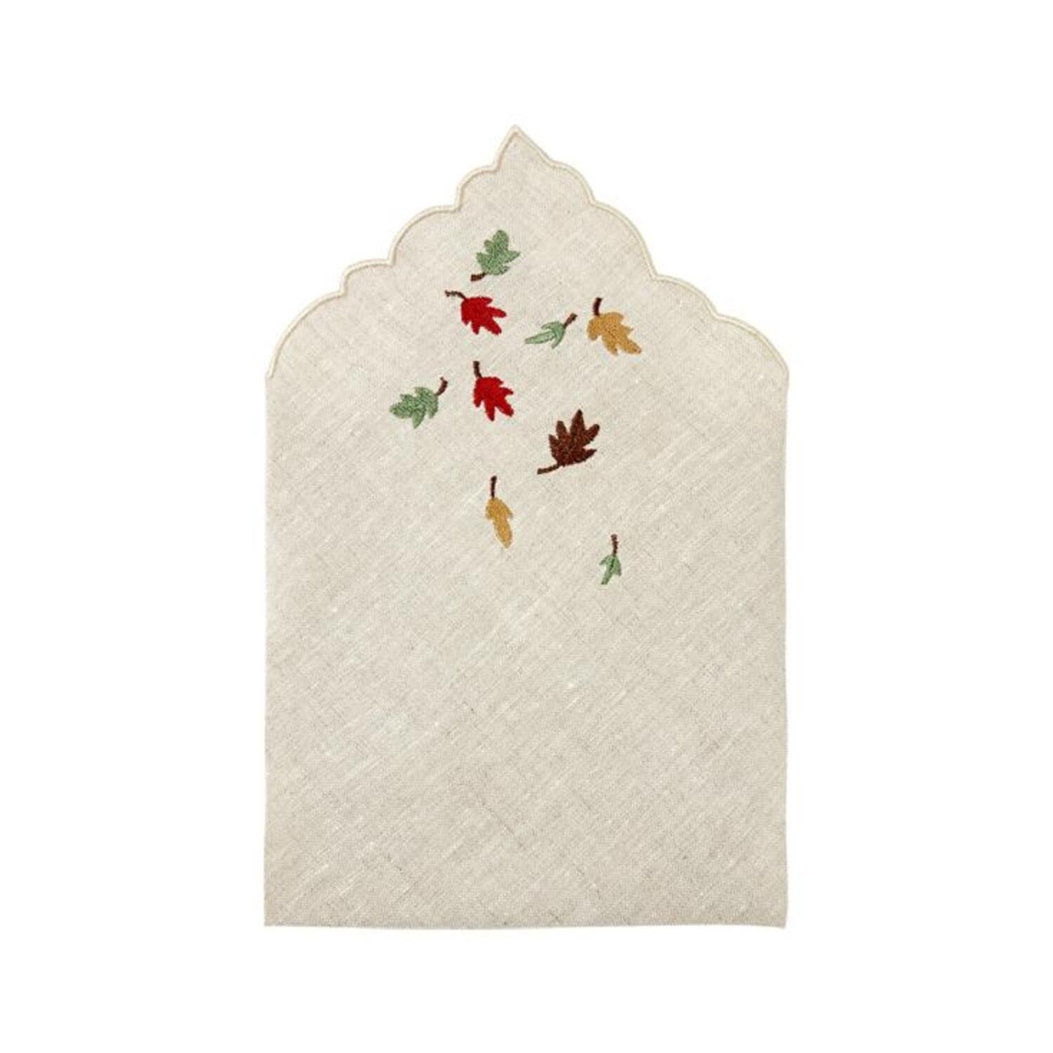 Spilled Leaves Embroidery Linen Napkin Set Of 2 One Size Km Home Collection