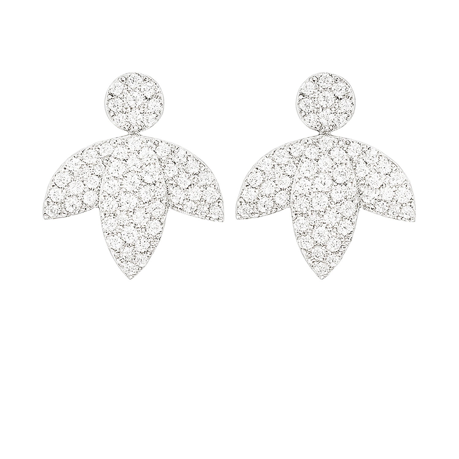 The Gala Women's Silver Crystal Petal Silhouette Earrings In Silver