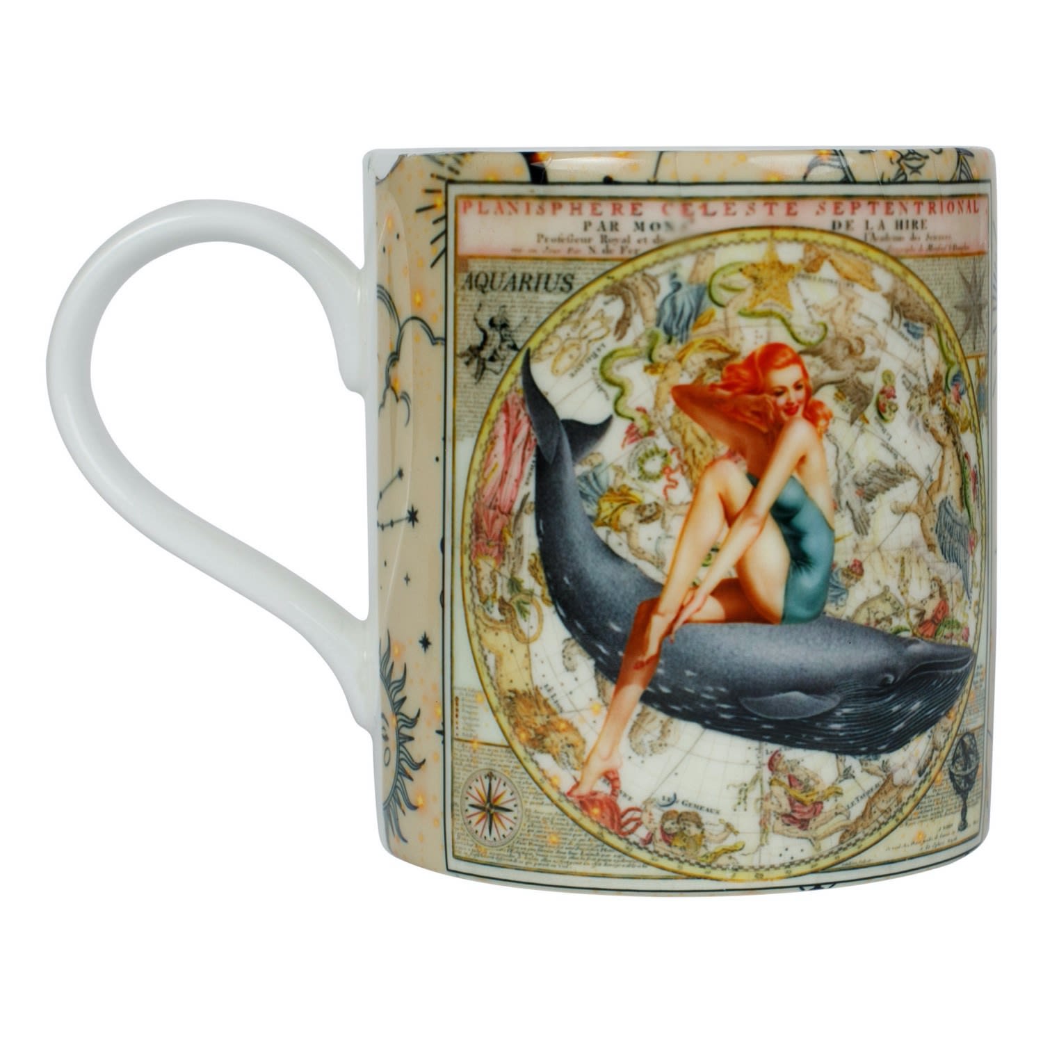 Gold Aquarius Zodiac Bone China Mug Myrtle & Mary