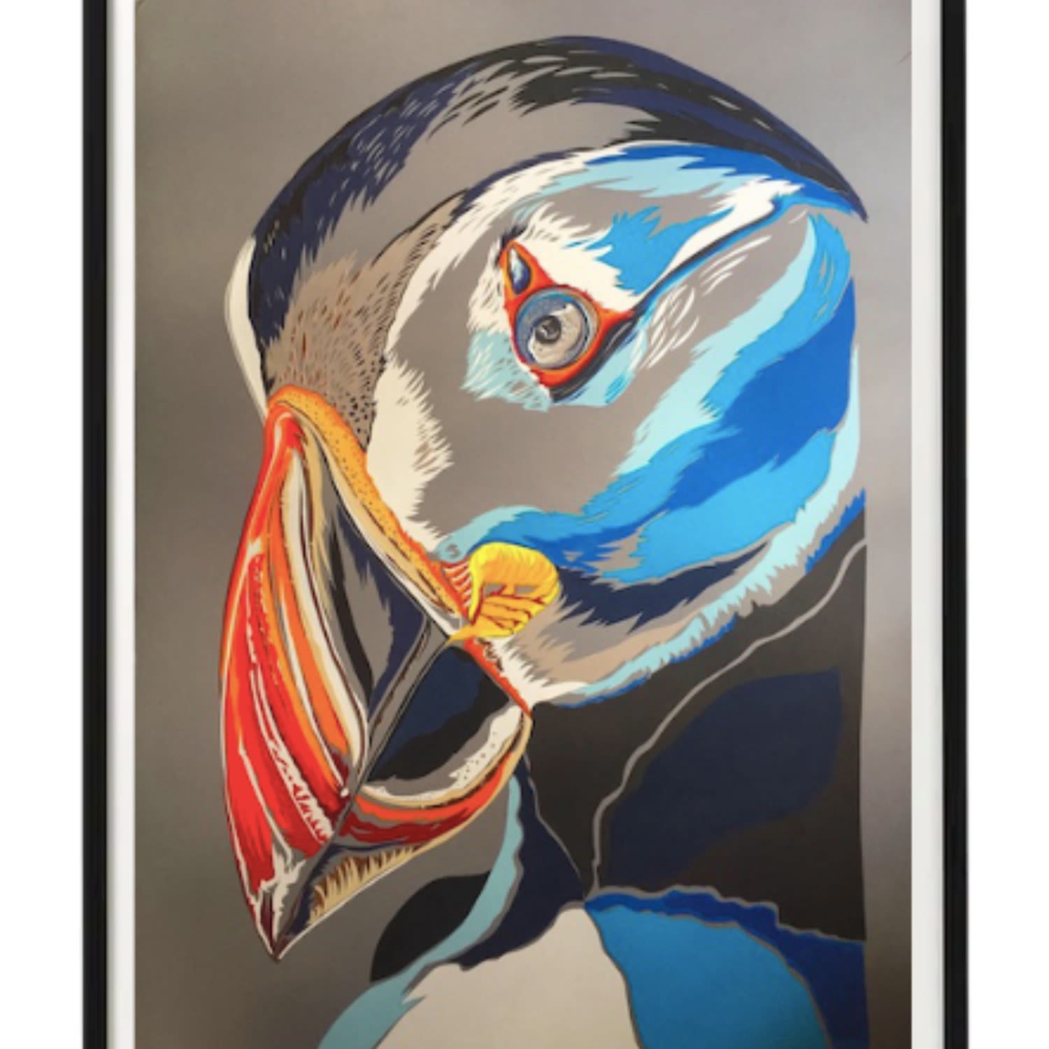 Blue Mr Puffin Original Paper Cut Artwork Chloe Croft London Limited