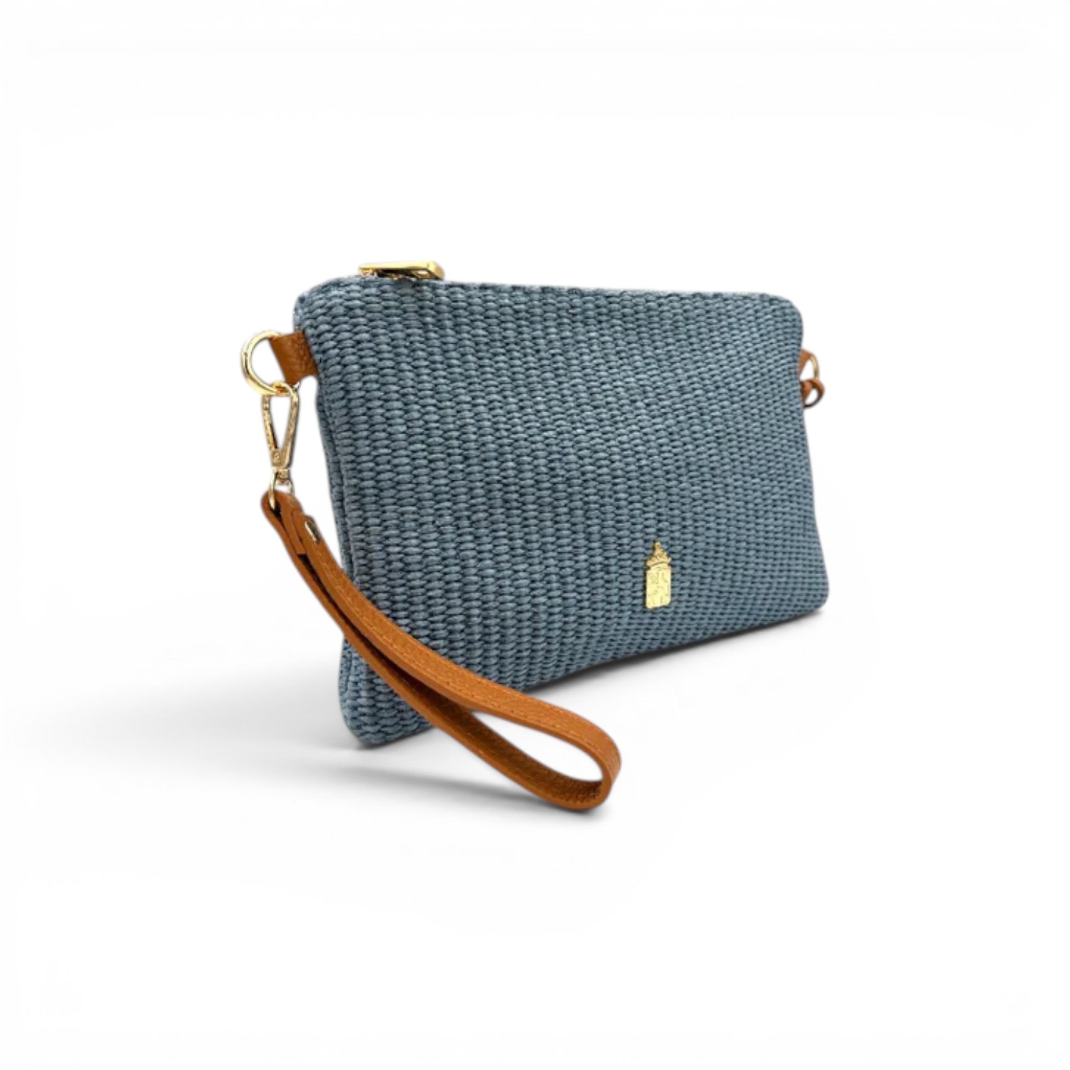 Franchetti Bond Women's Priya Italian Raffia Clutch Bag Denim Blue