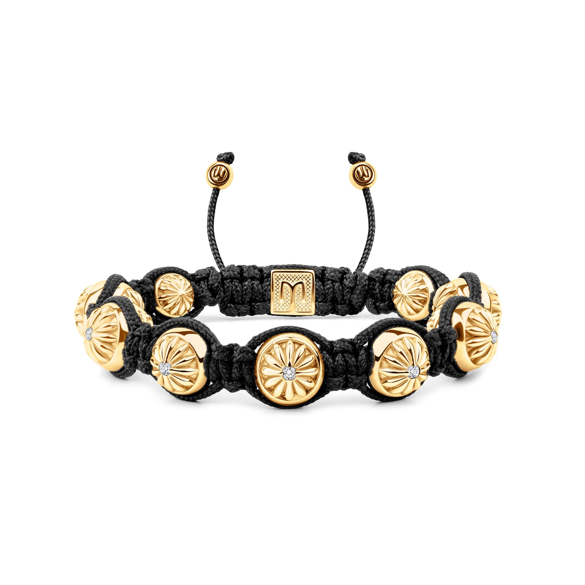 Mahigan Women's Gold / Black Woven Gold Bracelet In Black - White Moissanites The Maverick