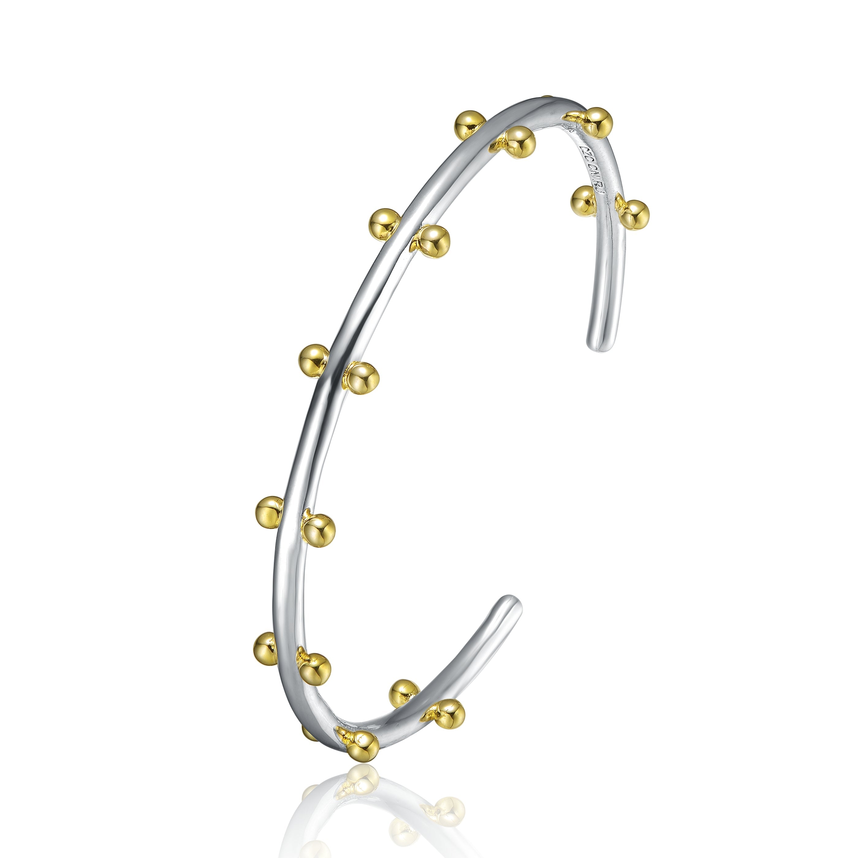 Genevive Jewelry Women's Gold / White Rachel Glauber Gold Plated Two Tone Cuff Bracelet In Multi