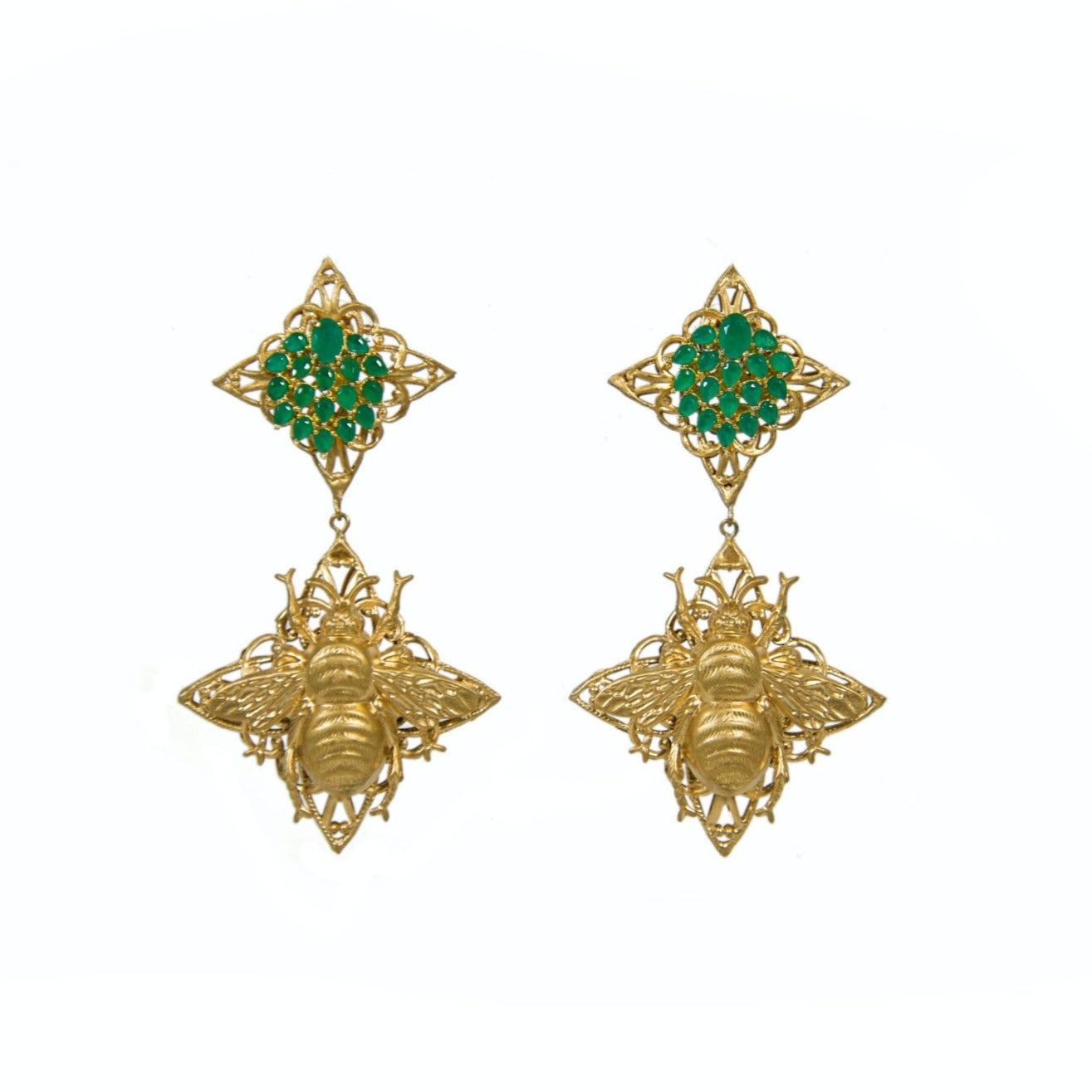 Stephanie Browne Australia Women's Gold / Green Queen Bee Earrings