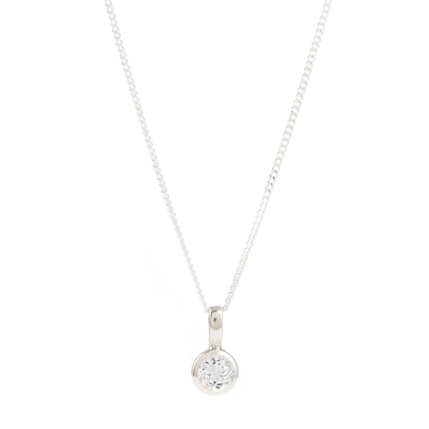 Women’s April Birthstone Charm Silver Necklace - White Topaz Charlotte’s Web Jewellery