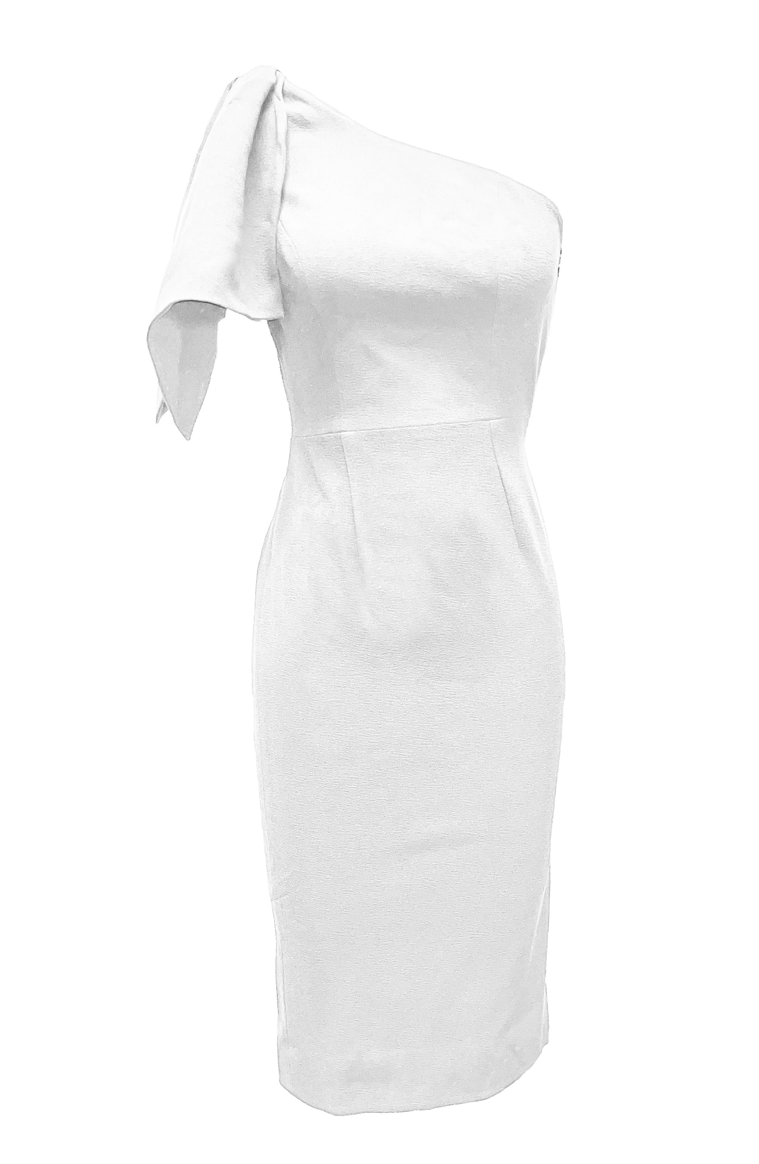 Dress The Population Women's Tiffany White Asymmetrical Midi Dress In White