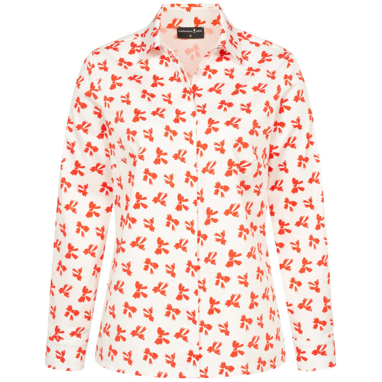 Women’s White / Red Bow Print Blouse Small Marianna Déri