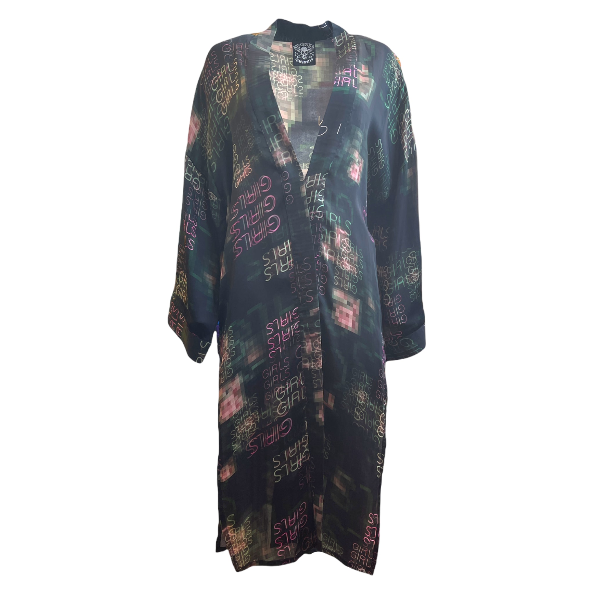 Any Old Iron Women's Green / Black / Pink Green Girls Girls Girls Satin Duster In Green/black/pink