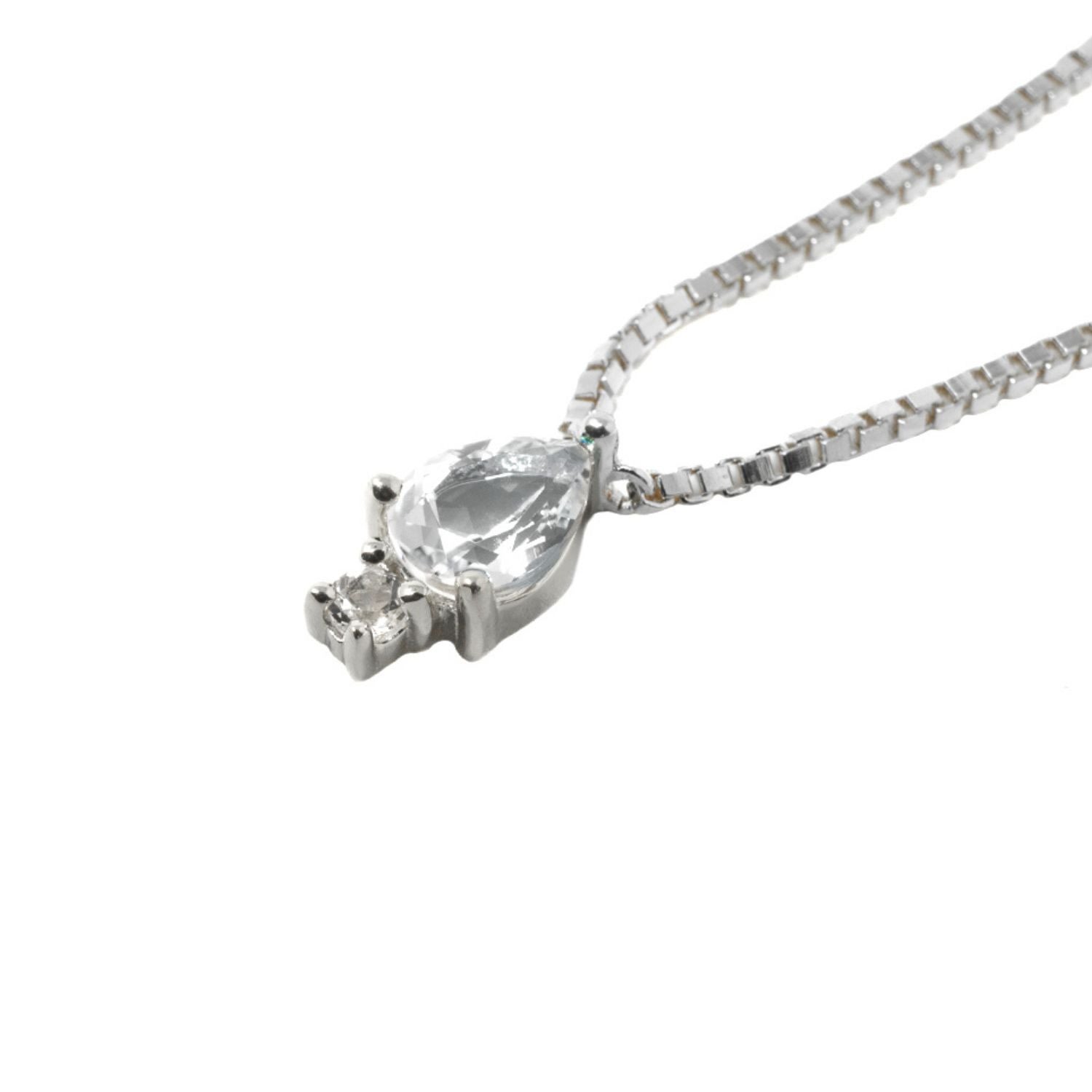 Nasi Silver Women's Pear Atarah Necklace- White Topaz- Silver In Metallic