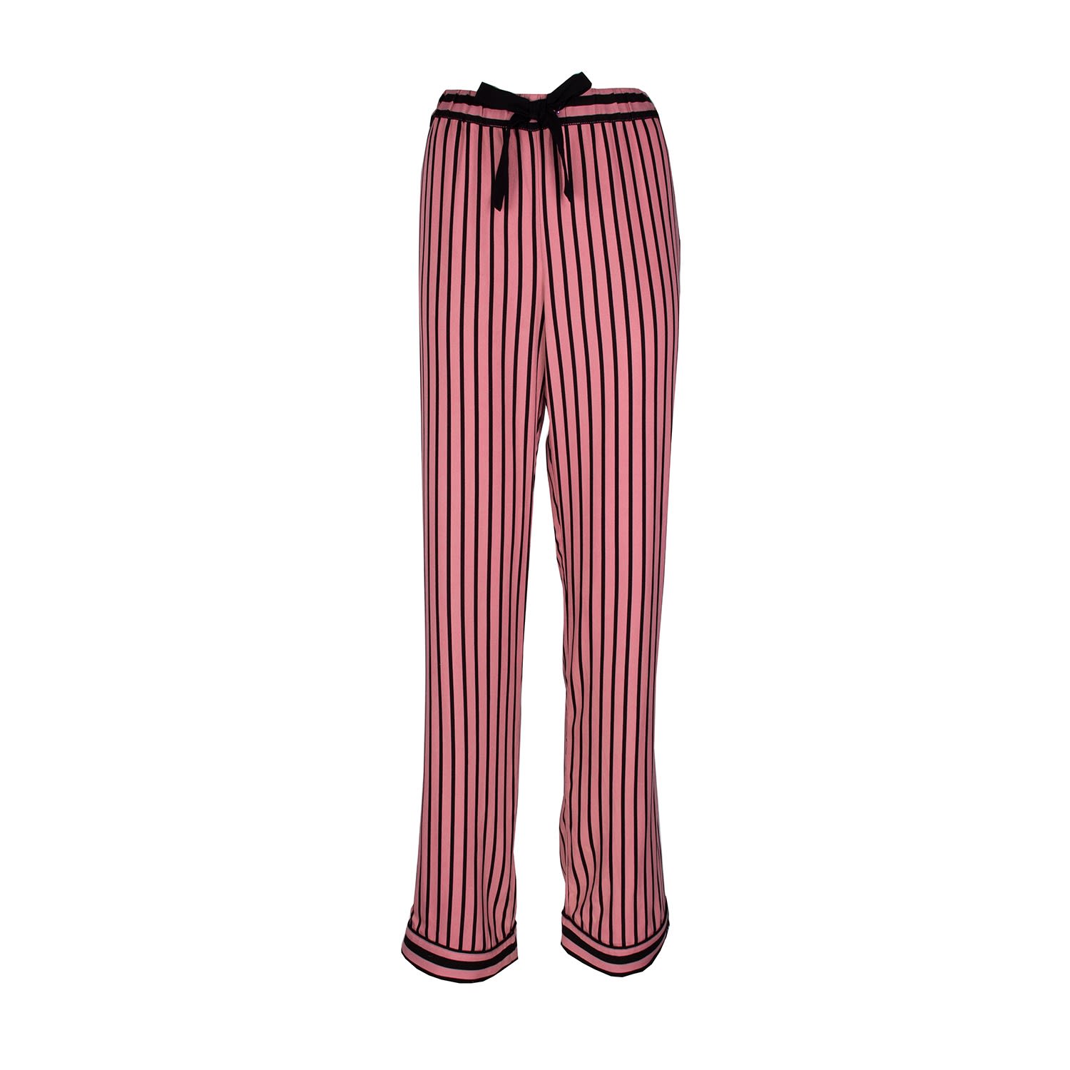 Pretty You Women's Red Boyfriend Fit Stripe Trousers In Terracotta & Black In Pink