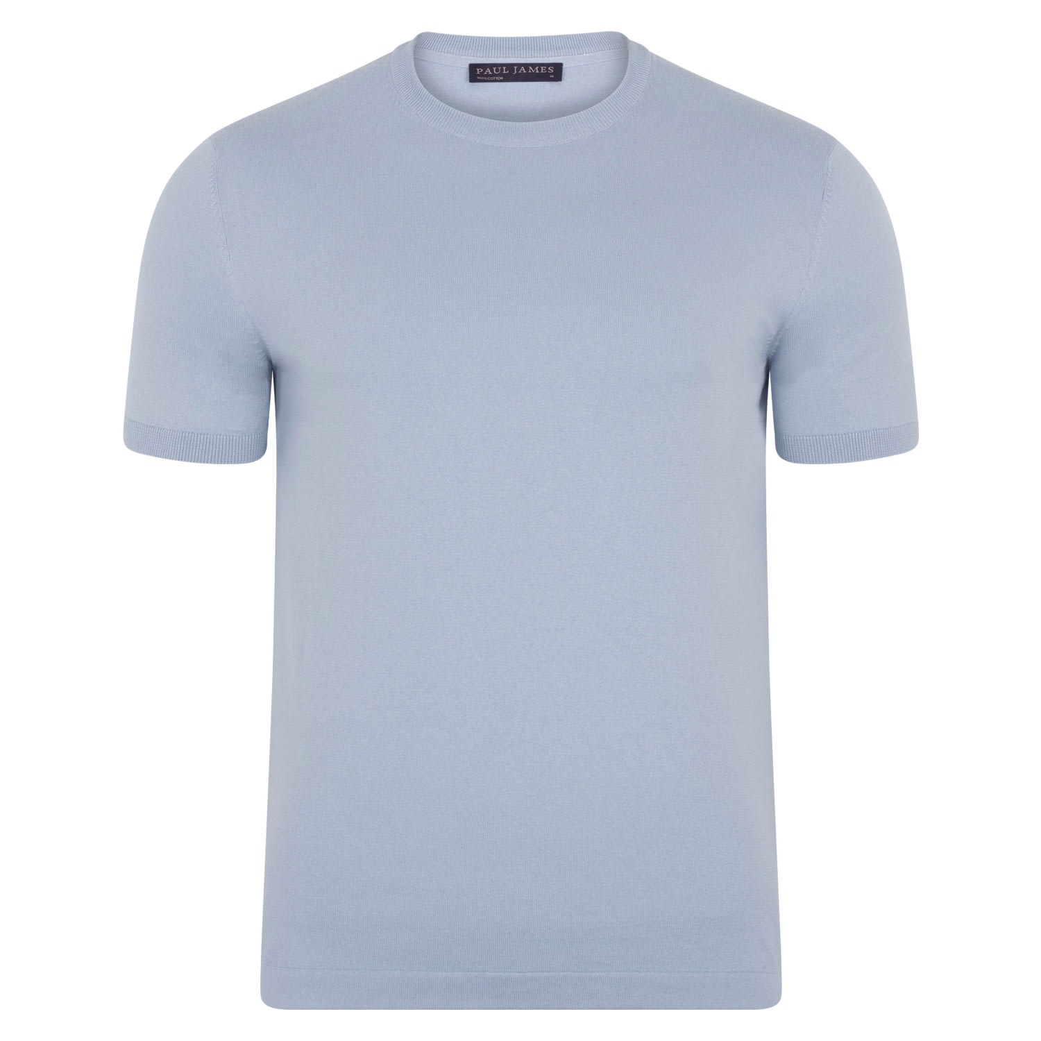 Paul James Knitwear Blue / White Mens Ultra-fine Cotton Hugo Knitted T-shirt - Chalk Blue In Blue/white