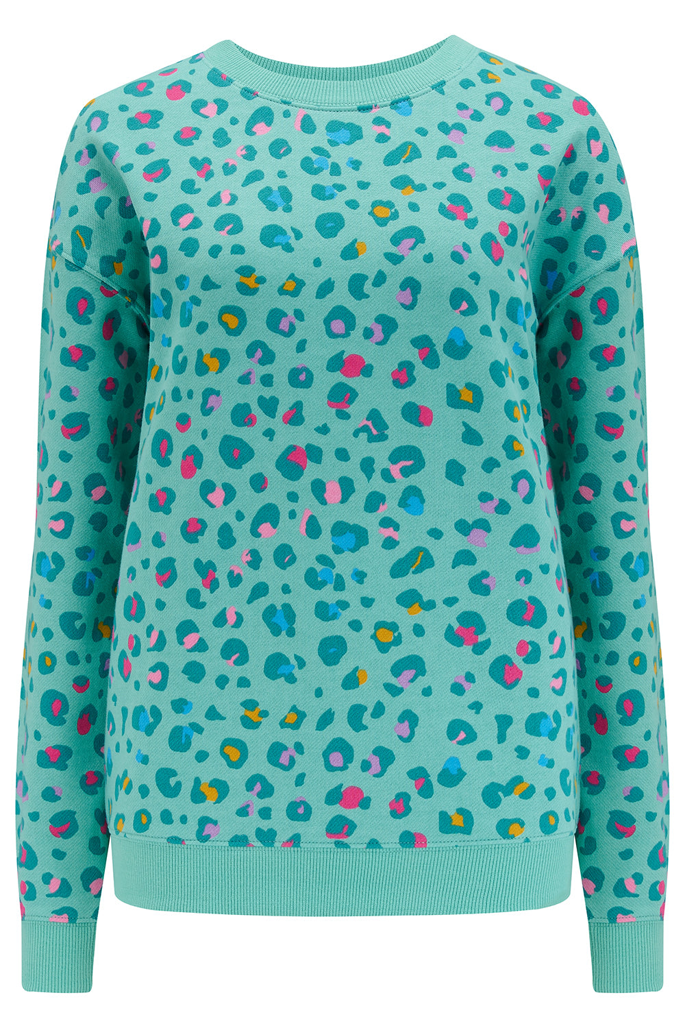 Women’s Noah Sweatshirt Mint Green, Rainbow Leopard Medium Sugarhill Brighton