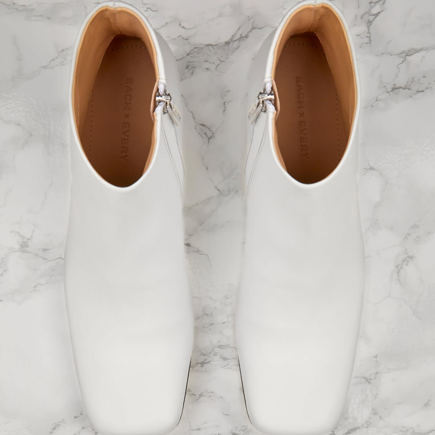 Parade White Soft Leather Ankle Boots by Each x Every