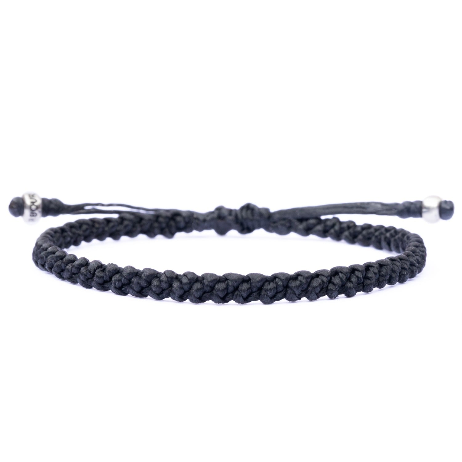 Harbour Uk Bracelets Women Handmade Black Cord Bracelet With Sterling Silver Bead  – Mystic In Black