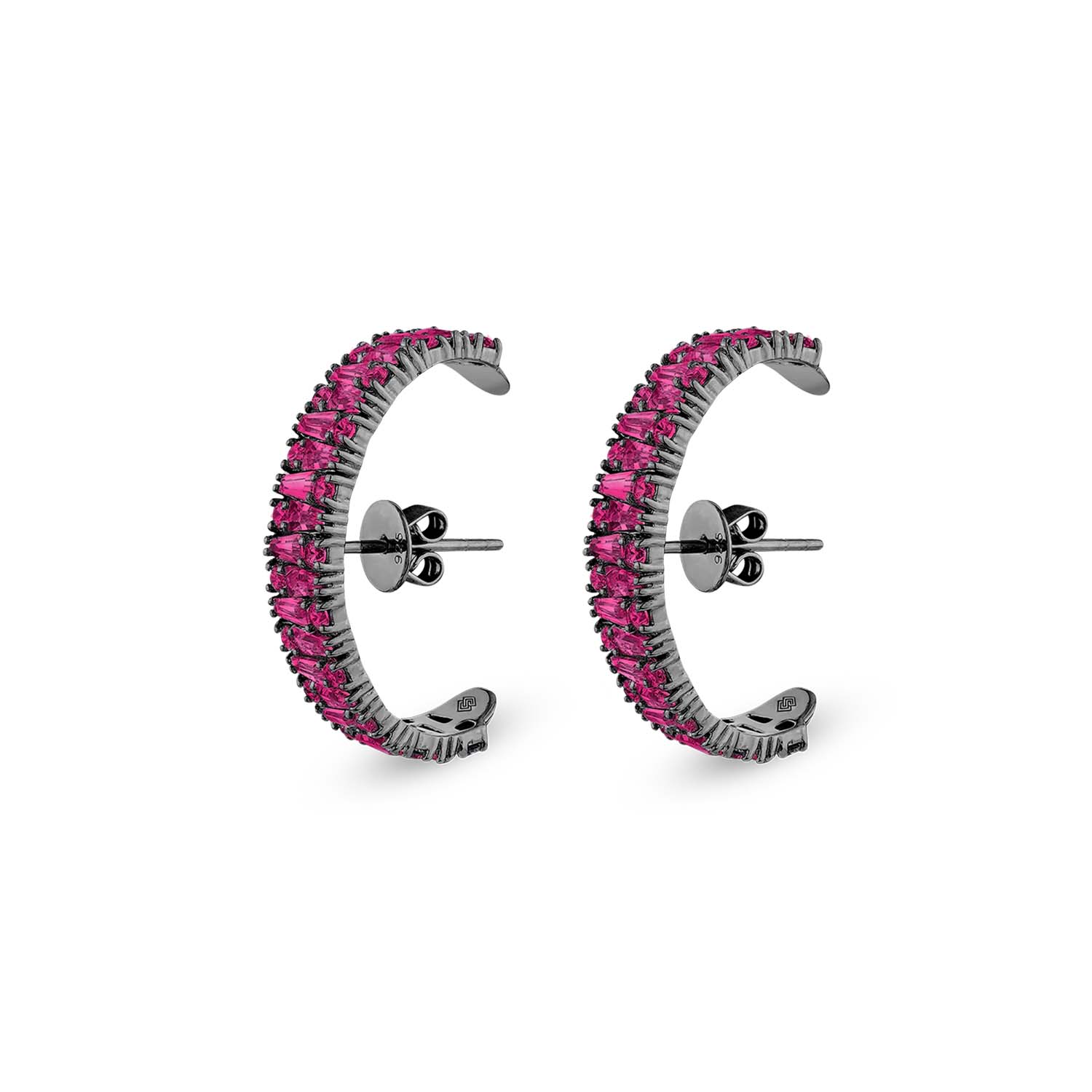 Sally Skoufis Women's Black / Red Culture Earrings With Man Made Rubies In Premium Black Rhodium In Multi