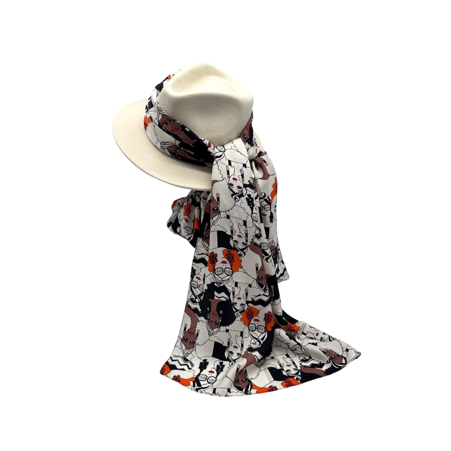 Julia Clancey Women's Neutrals Ivory Turbanista Fifi Scarf Fedora In White