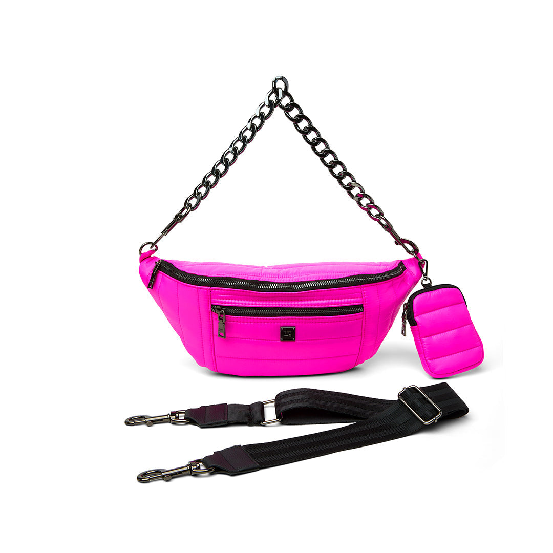Think Royln Women's Pink / Purple Sister Sling Bag In Shiny Neon Pink In Pink/purple