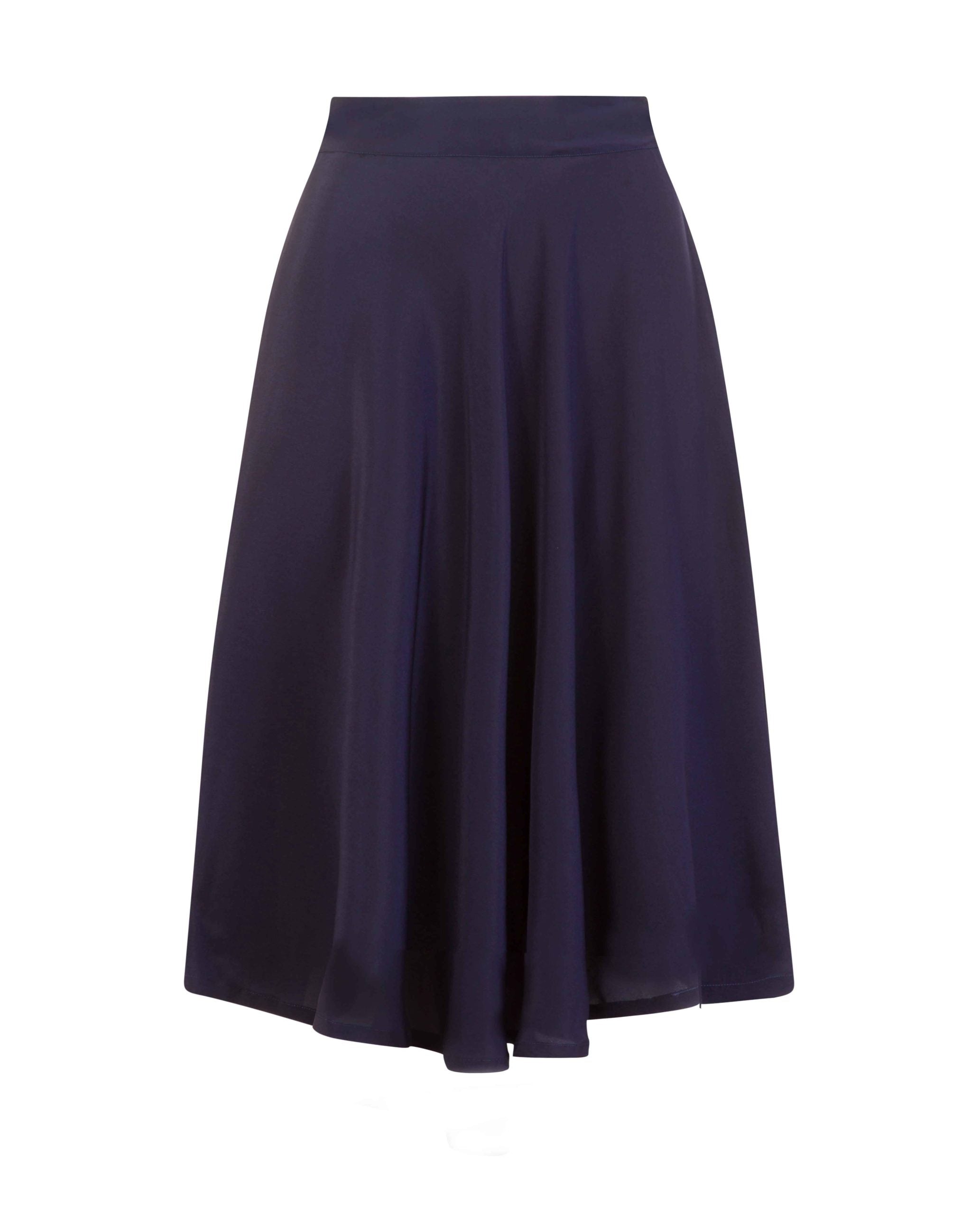 Women’s Silk Midi Skirt Navy Blue Large Sophie Cameron Davies