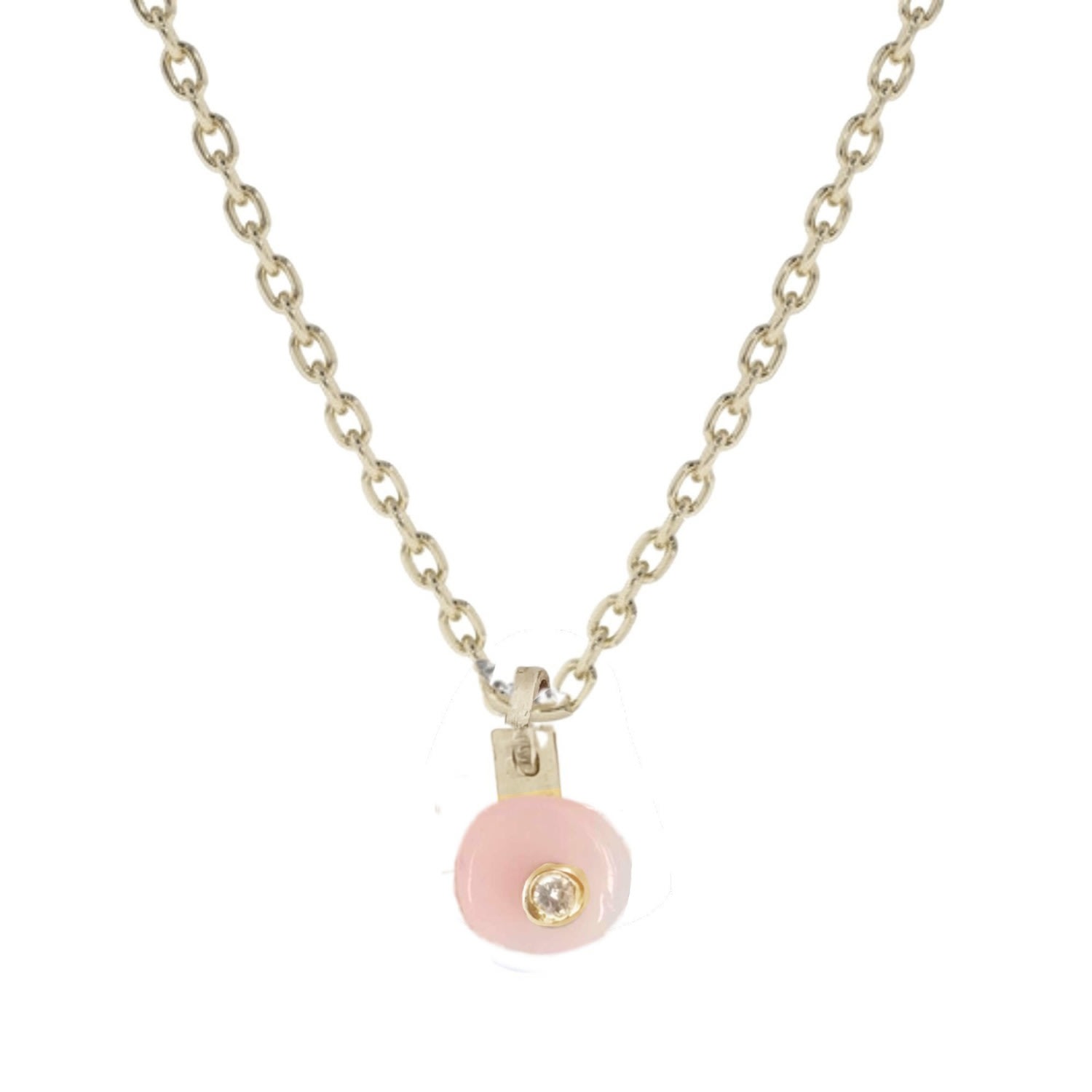 Women’s Pink Opal Round On Diamond Necklace Lily Flo Jewellery