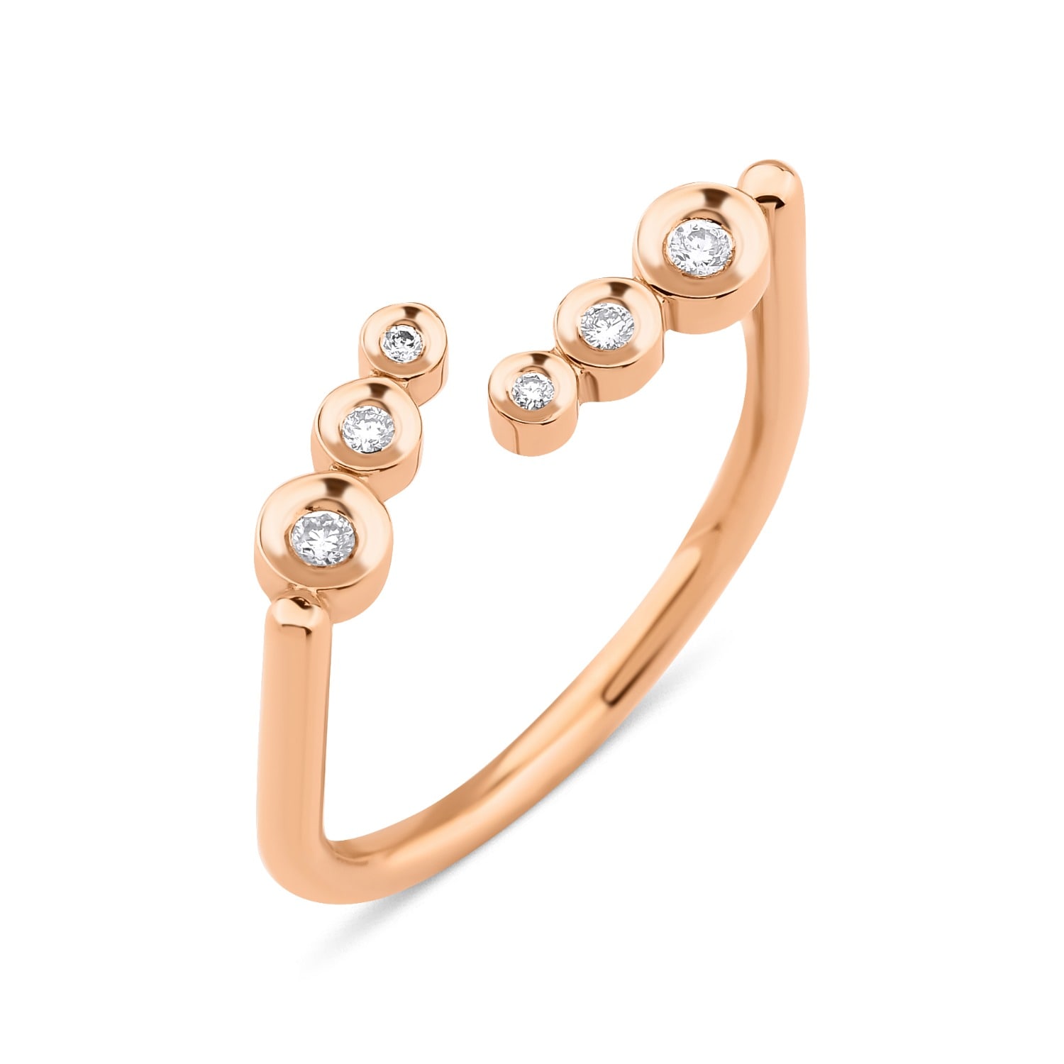Melez Mini Atelier Women's Gold / Rose Gold Dots Ring - Solid Rose Gold With Diamonds