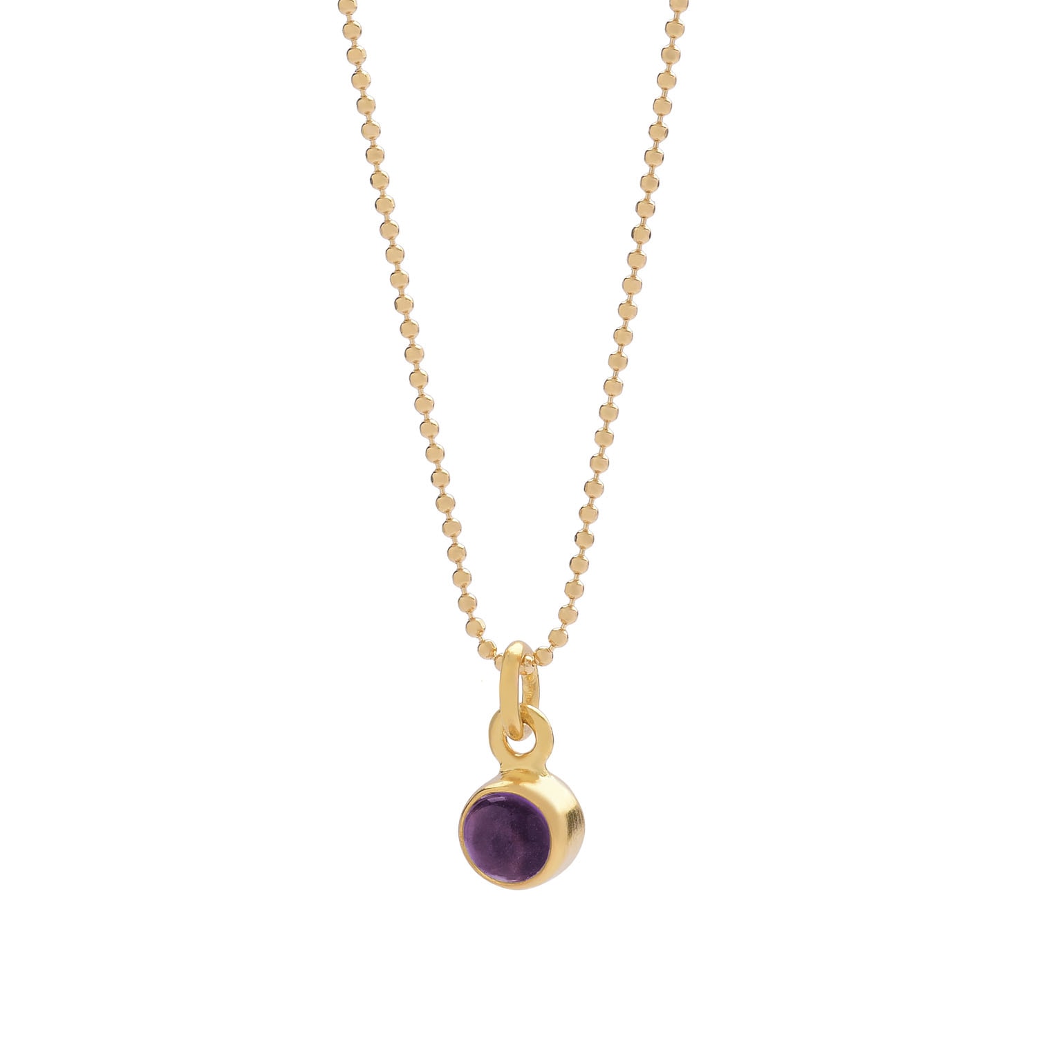 Nellou Jewellery Women's Yellow Gem Dot Birthstone Necklace Amethyst February Gold Plated Sterling Silver In Yellow