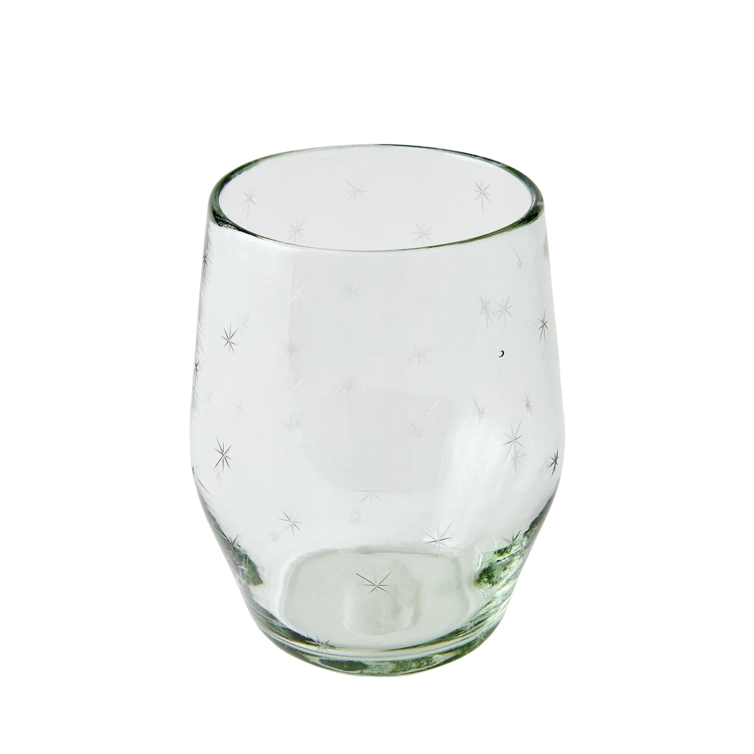 Half Past Seven White Starry Night Stemless Wine Glass — Clear In Transparent