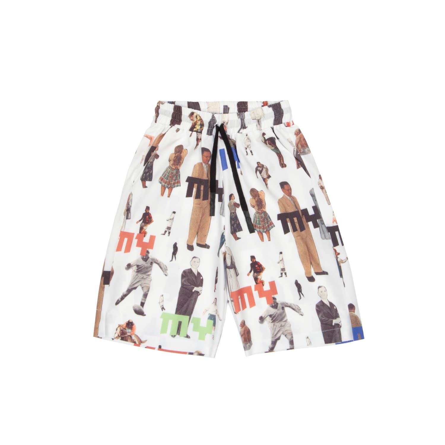 Mysimplicated Men's Bermuda Shorts In White With People Design - Recycled Fabric In White