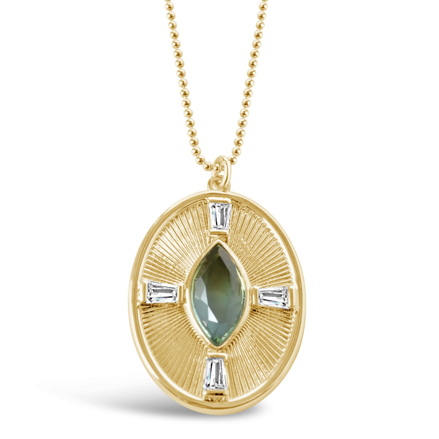 Women’s Gold Sunray Necklace- Ocean Quartz Glamrocks Jewelry