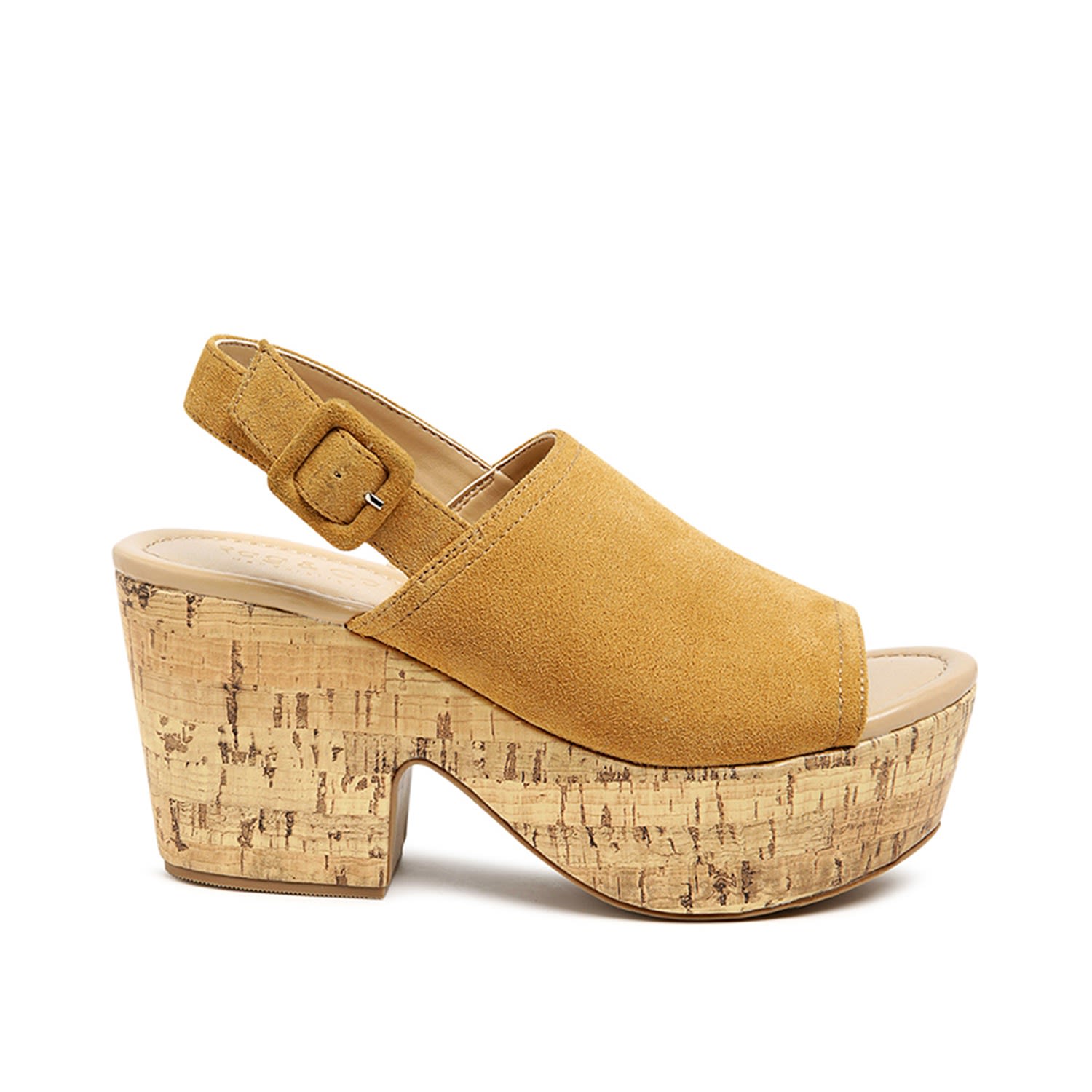 Rag & Co Vendela Leather Slingback Platform Sandal In Brown