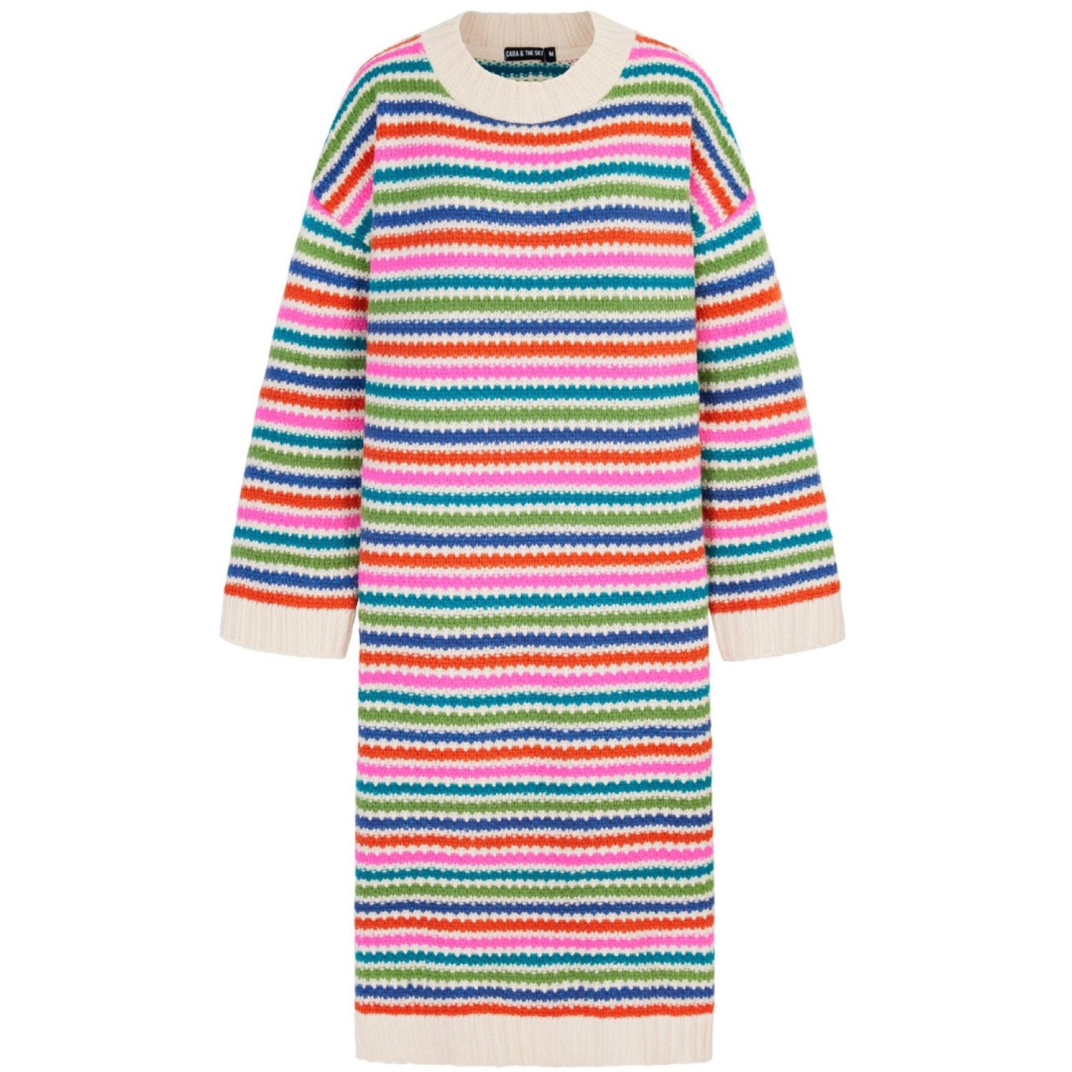 Cara & The Sky Women's Becca Rainbow Stripe Knitted Midi Dress - Rainbow In Multi