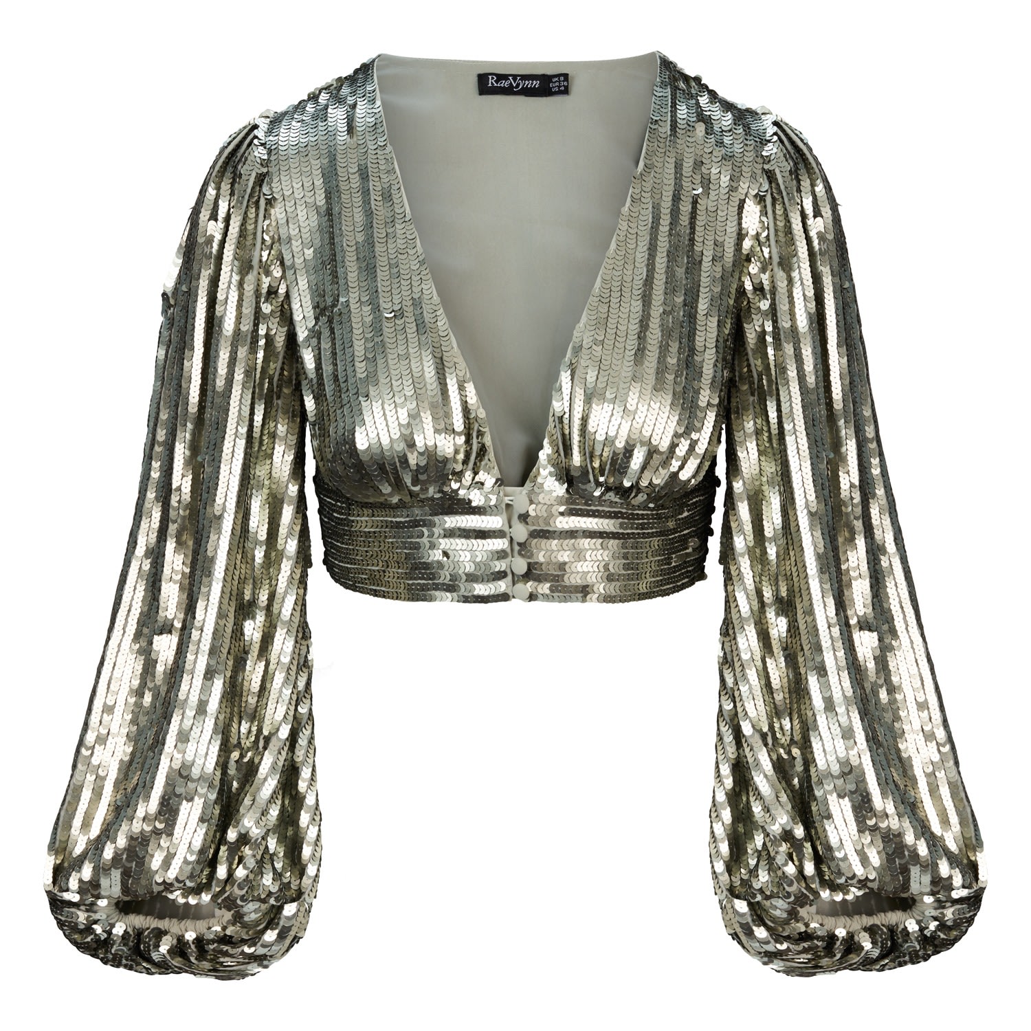 Raevynn Women's Gold Roxy Crop Top In Metallic Sequins In Gold