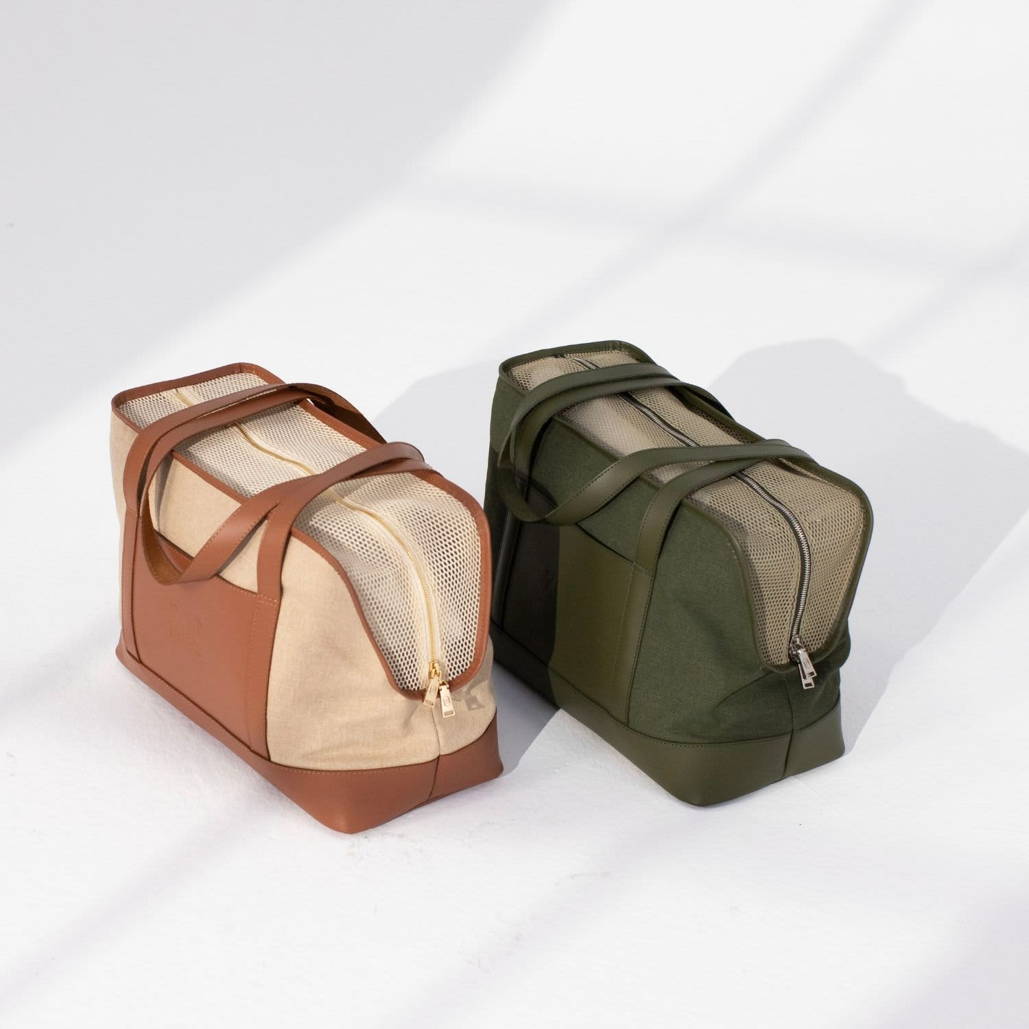 Leather & Canvas Light Weight Dog Carrier Brown | ZOË PET ATELIER