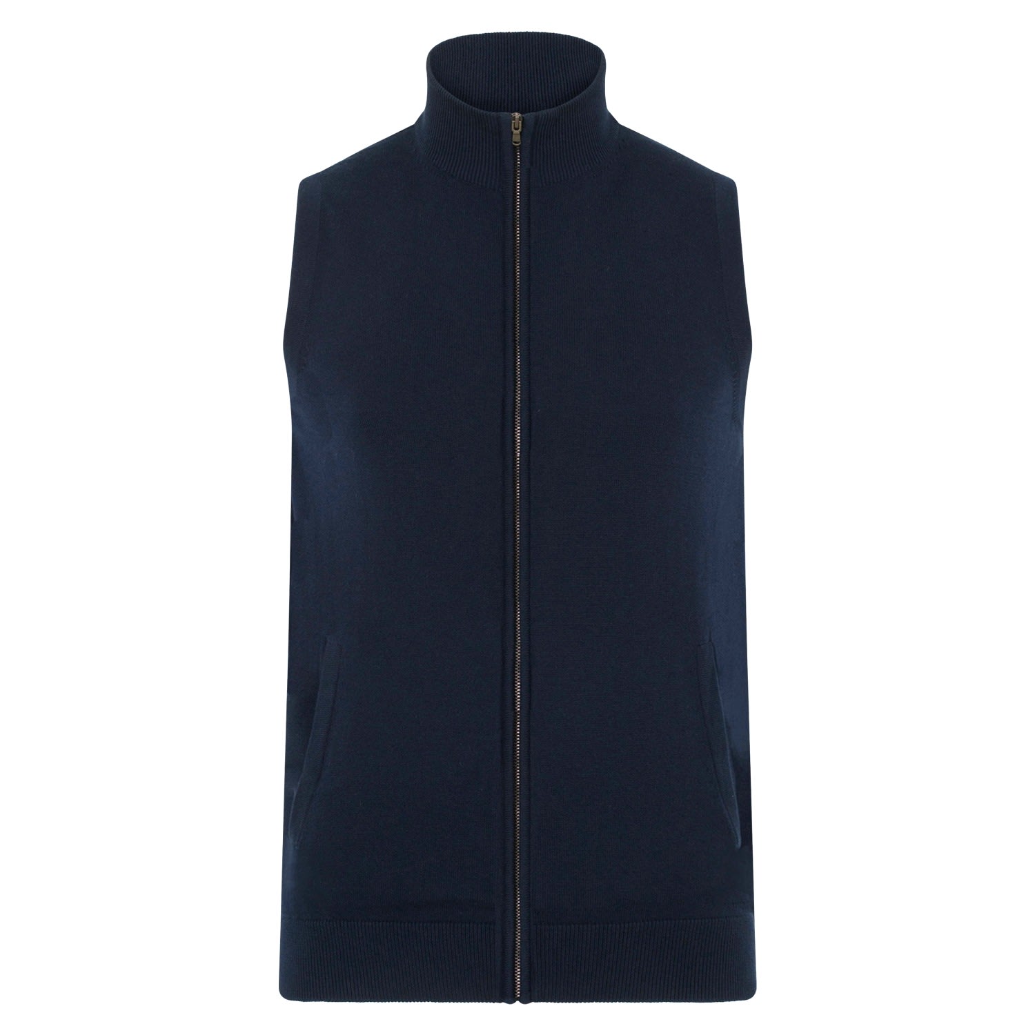 Blue Mens Lightweight Cotton Zip Through Andrew Gilet - Navy Small Paul James Knitwear