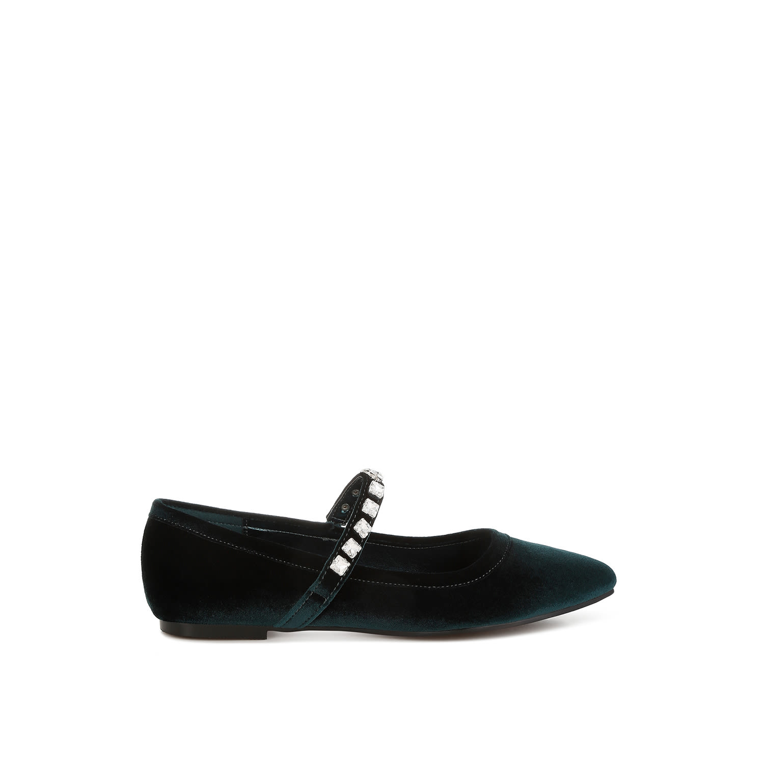 Rag & Co Women's Aralia Velvet Mary Jane Ballerinas In Green In Green