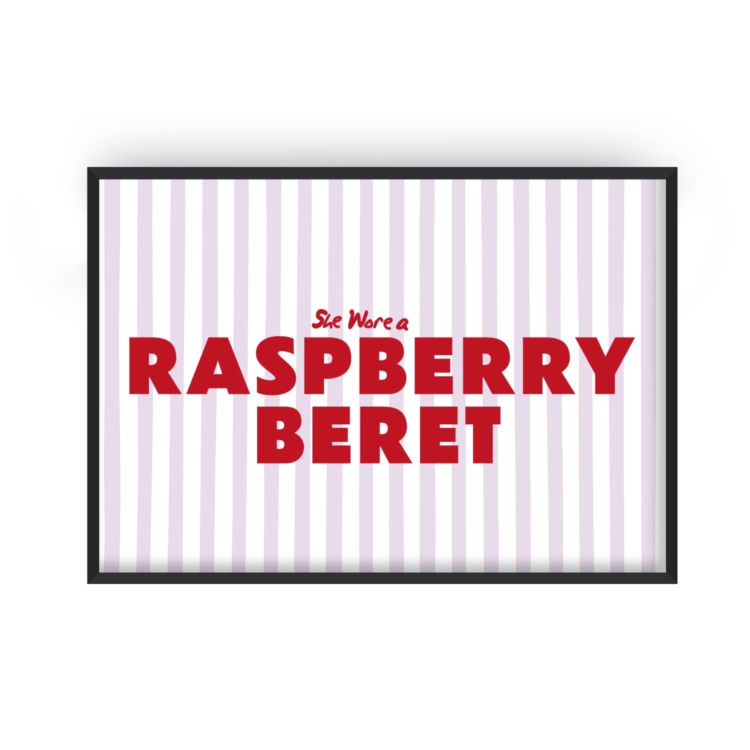 Fanclub Red / Pink Raspberry Beret Retro Music Horizontal Giclée Art Print In Multi