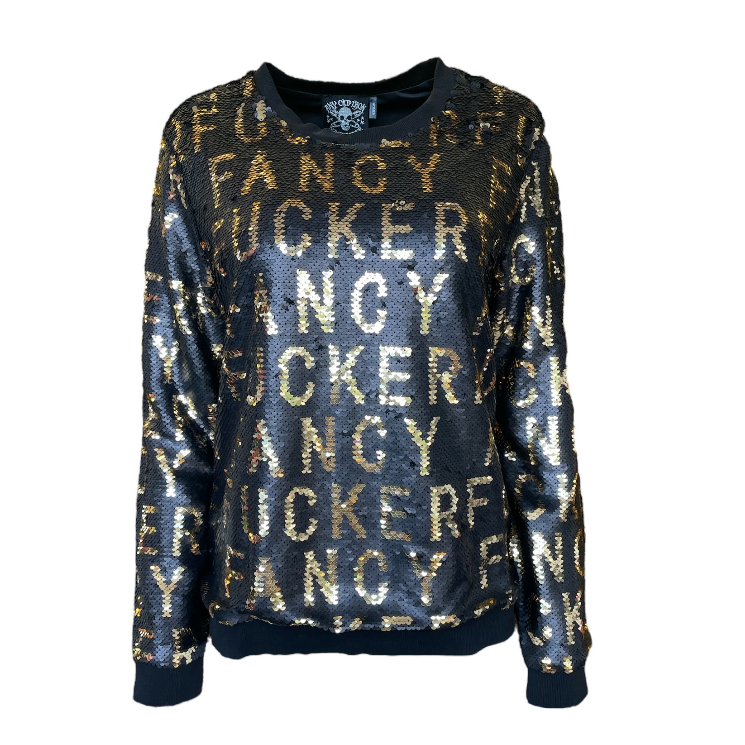 Any Old Iron Gold / Black  Men's Sequin Fancy Fucker Sweatshirt