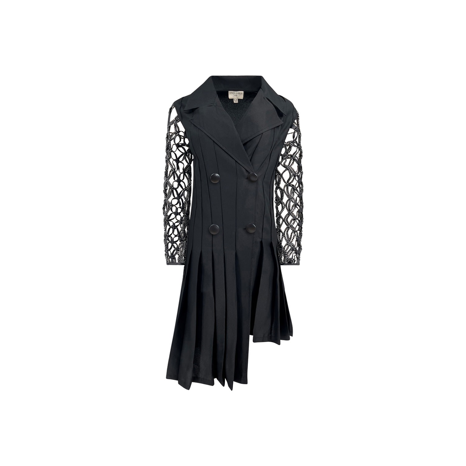 Women’s Black Soho Dress In Premium Crepe With Leather & Monochrome Rope Detailing Medium Devina Juneja