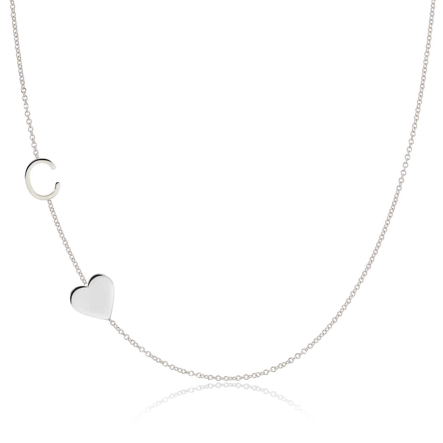 Maya Brenner Women's Monogram Necklace With Heart 14k White Gold - 16"