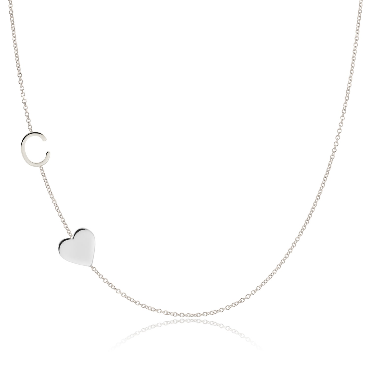 Women’s Monogram Necklace With Heart 14K White Gold - 16" Maya Brenner