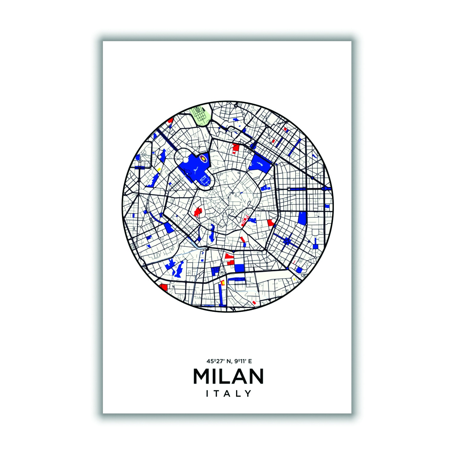 Black Map Of Milan Italy Extra Large Stanley Print House