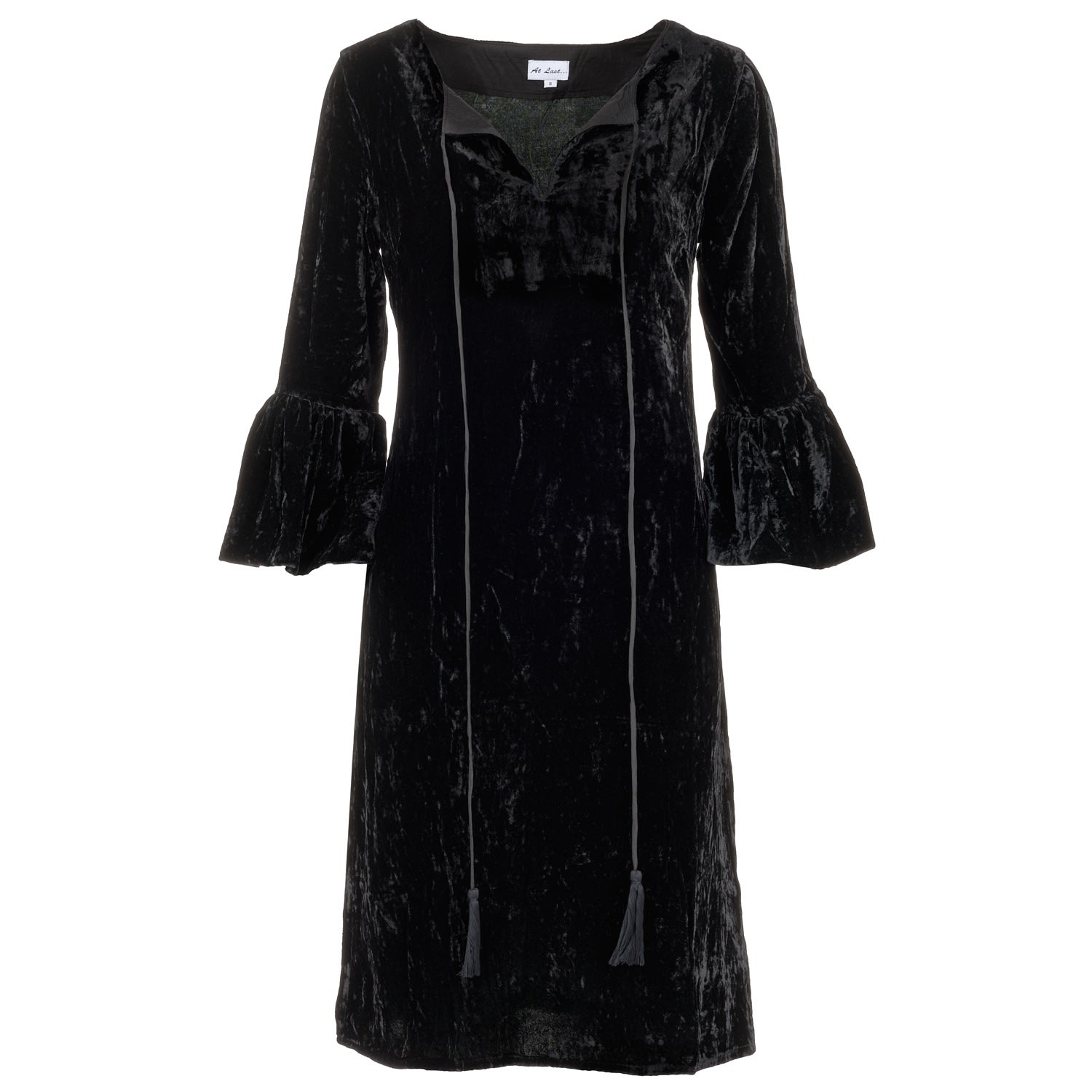 Women’s Silk Velvet Belle Tassel Dress In Black Extra Small At Last...