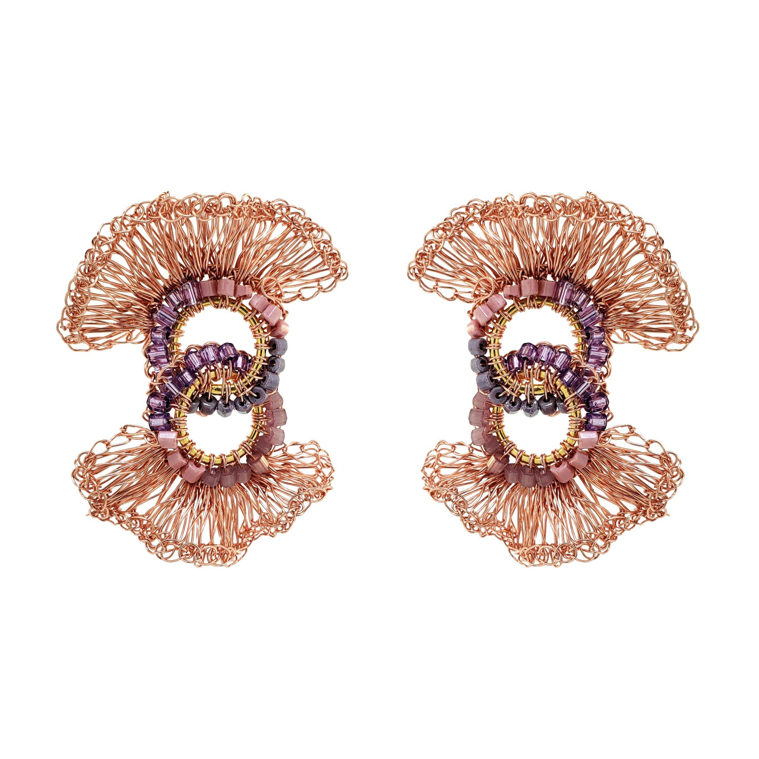 Lavish By Tricia Milaneze Women's Pink / Purple / Rose Gold Breeze Lavender Mix Nova Gaia Handmade Crochet Earrings