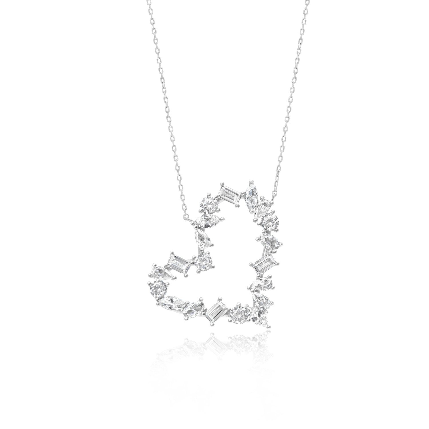 Shymi Women's Multi Shape Heart Necklace - Silver